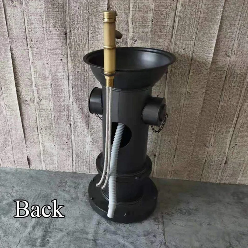 Pedestal Lavabo con Grifo, Boca De Incendio Estilo Retro Americano Metal Arte De Hierro Lavabo De Pie Fregaderos (Color : Bronze)