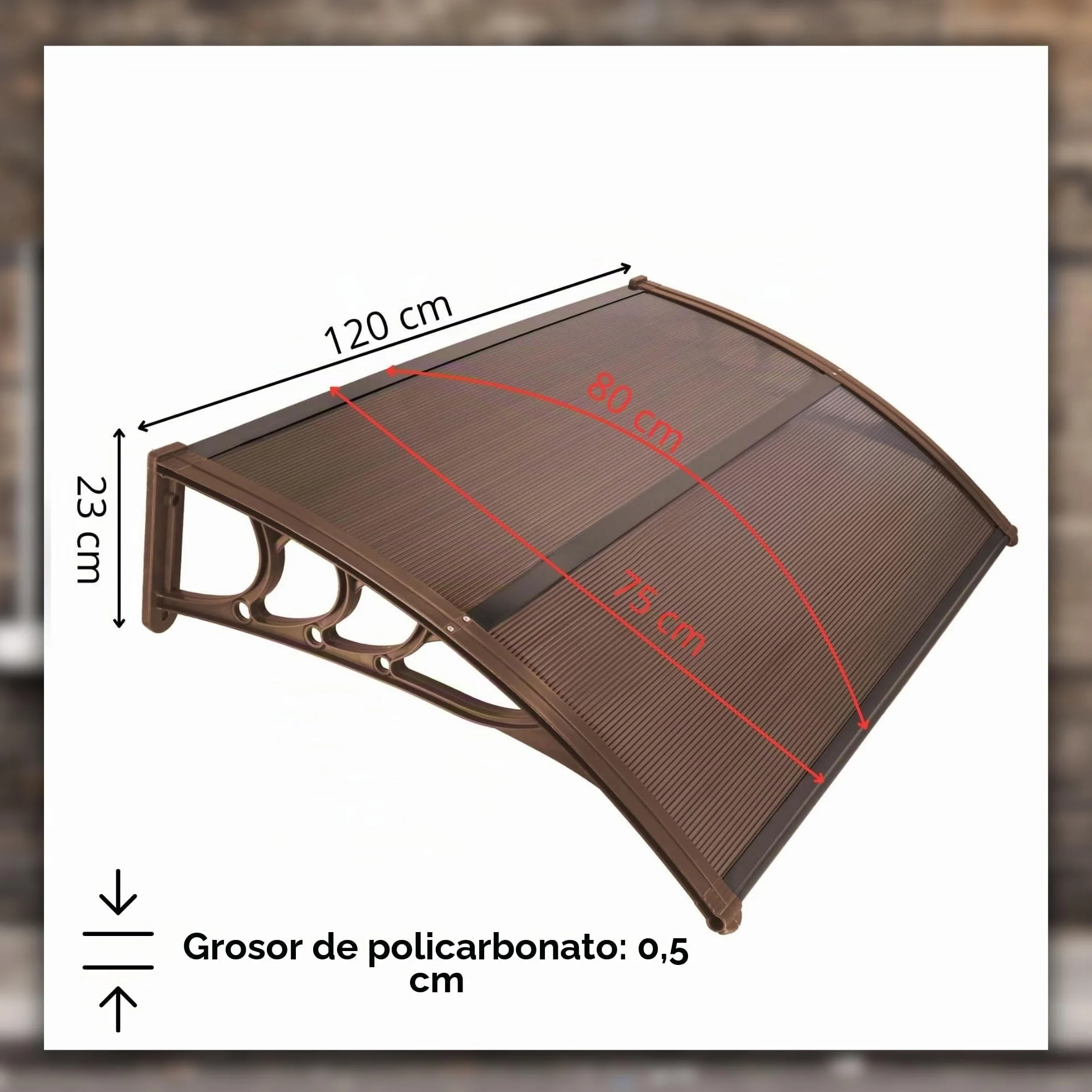 SPRINGOS Marquesina para puerta de entrada curvada 150x75x23 cm Aluminio Policarbonato