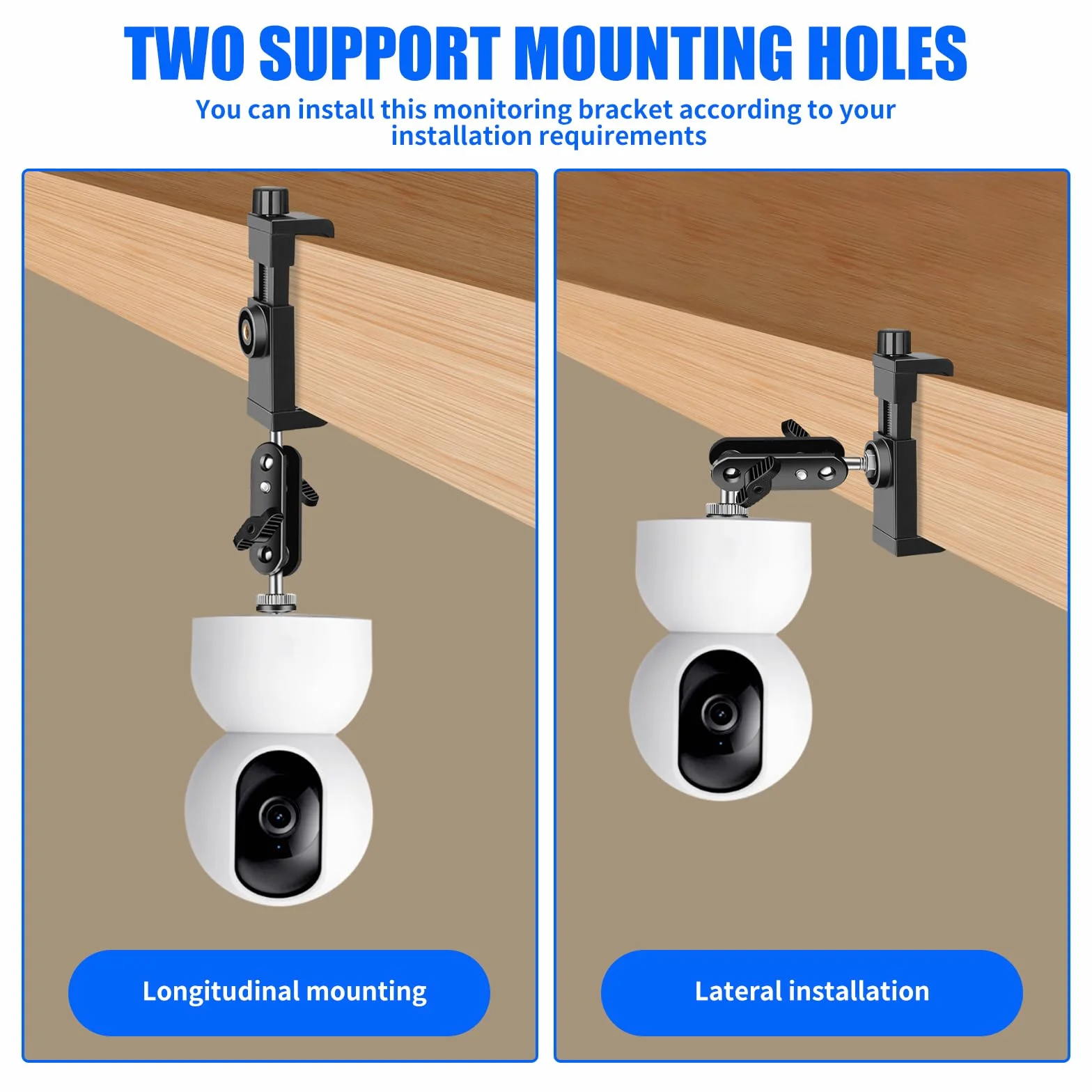 Soporte Camara Vigilancia, Abrazadera de Cámara Soporte de Montaje Cabeza Esférica 360° Soporte Cámara Pinza con Adaptador de Rosca 1/4",Ajustable Soporte de Mástil Clamp para Cámara Vigilancia