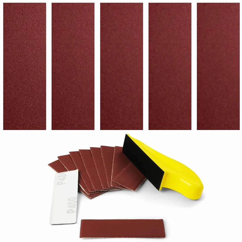 URAQT Juego de Papel de Lija Húmedo y Seco, 130 Piezas Papel de Lija Grueso a Fino Grano de 40-1000, 1 Microlijadora Manual para Pulir Coches Metal Madera Muebles, 30 x 90mm