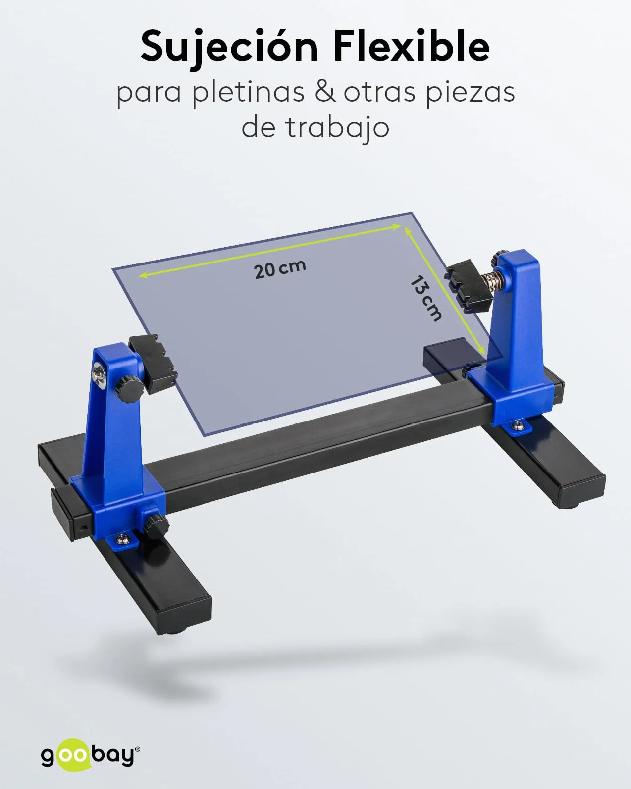 goobay Soporte ajustable para PCB/Soporte para PCB/Robusto soporte para soldar Para fijar PCBs y piezas de trabajo durante la soldadura y el trabajo artesanal/Rotación de 360, 51220