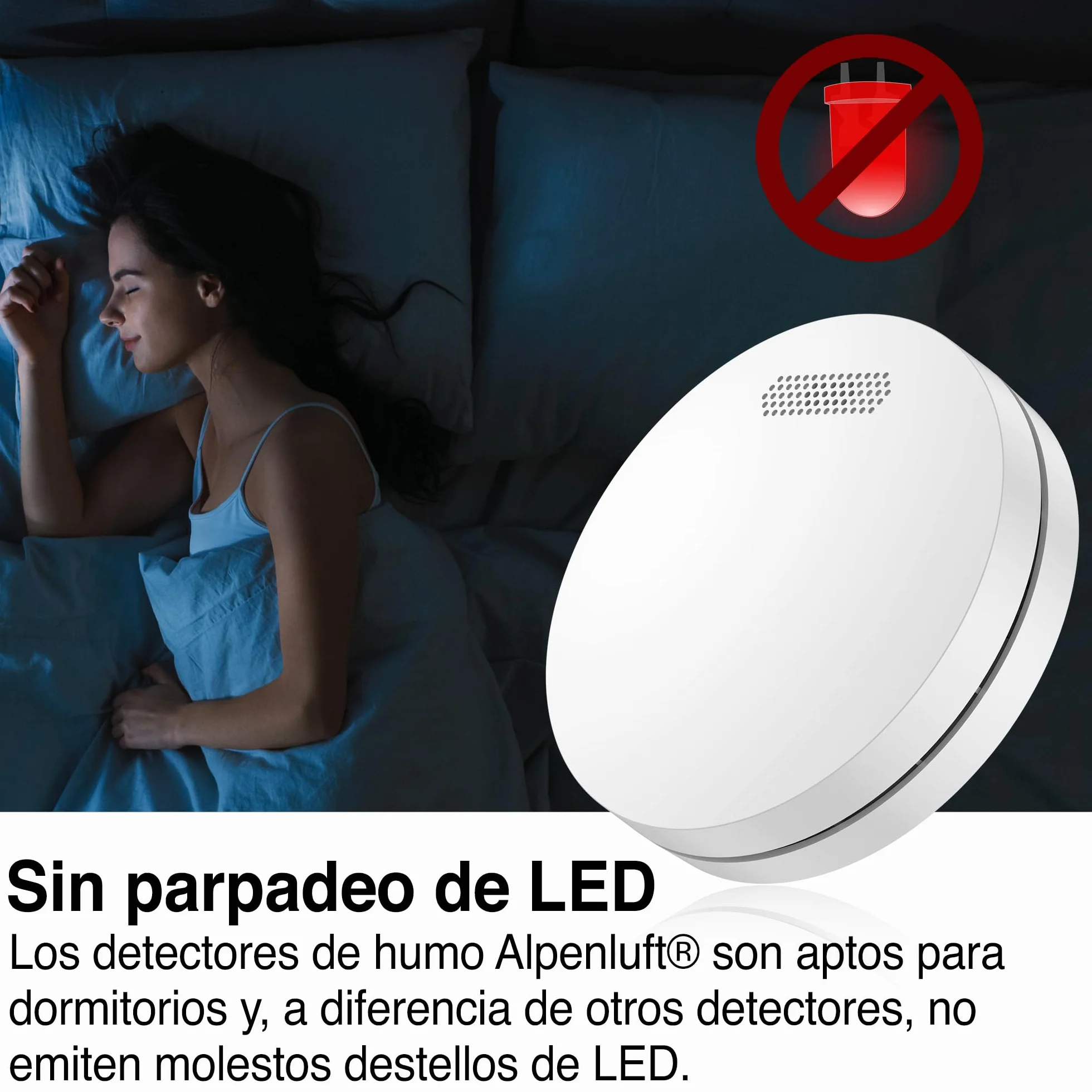 ALPENLUFT Detector de Humo 10 años de batería, Sin perforación, para hogar
