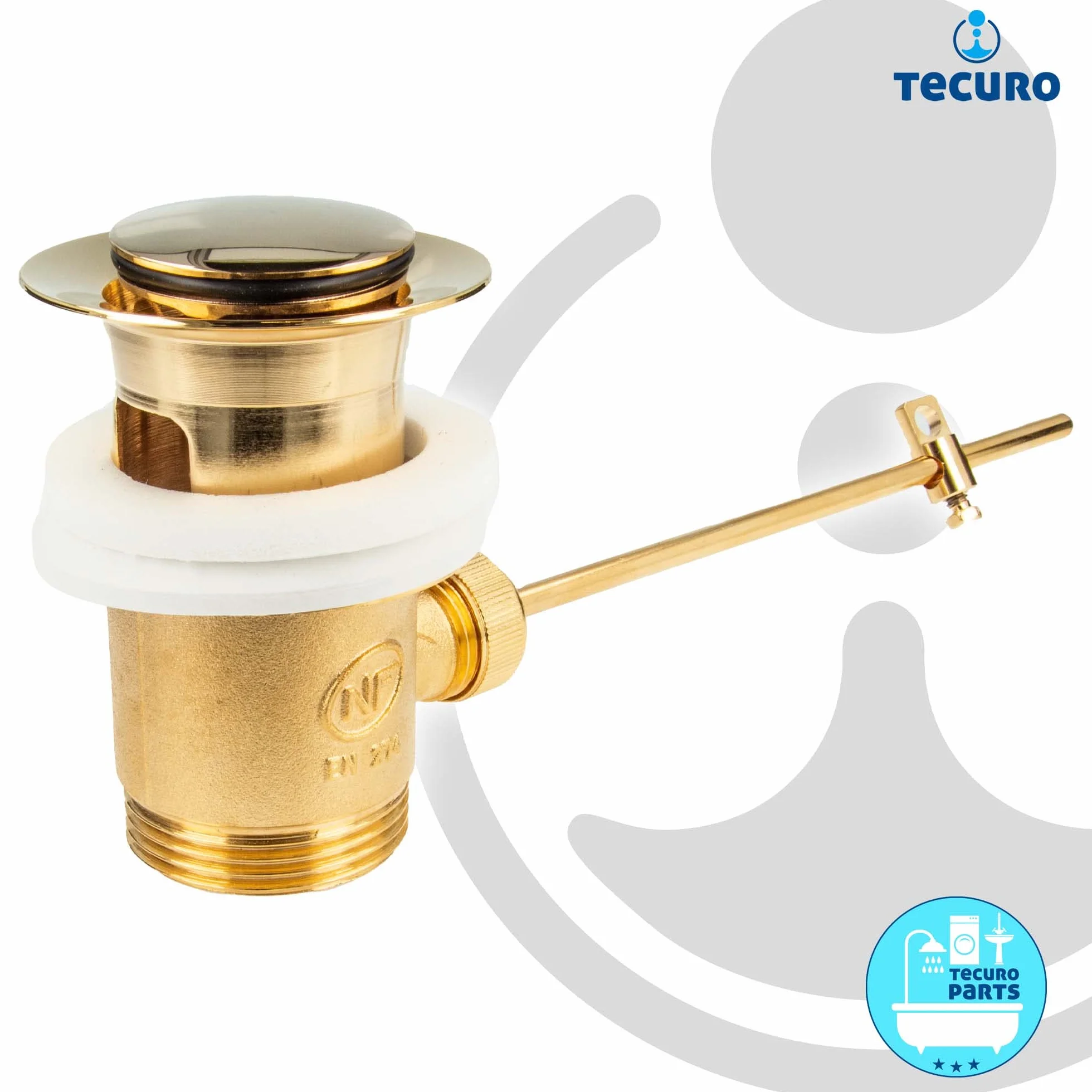 Tecuro Juego de desagüe excéntrico dorado para lavabo