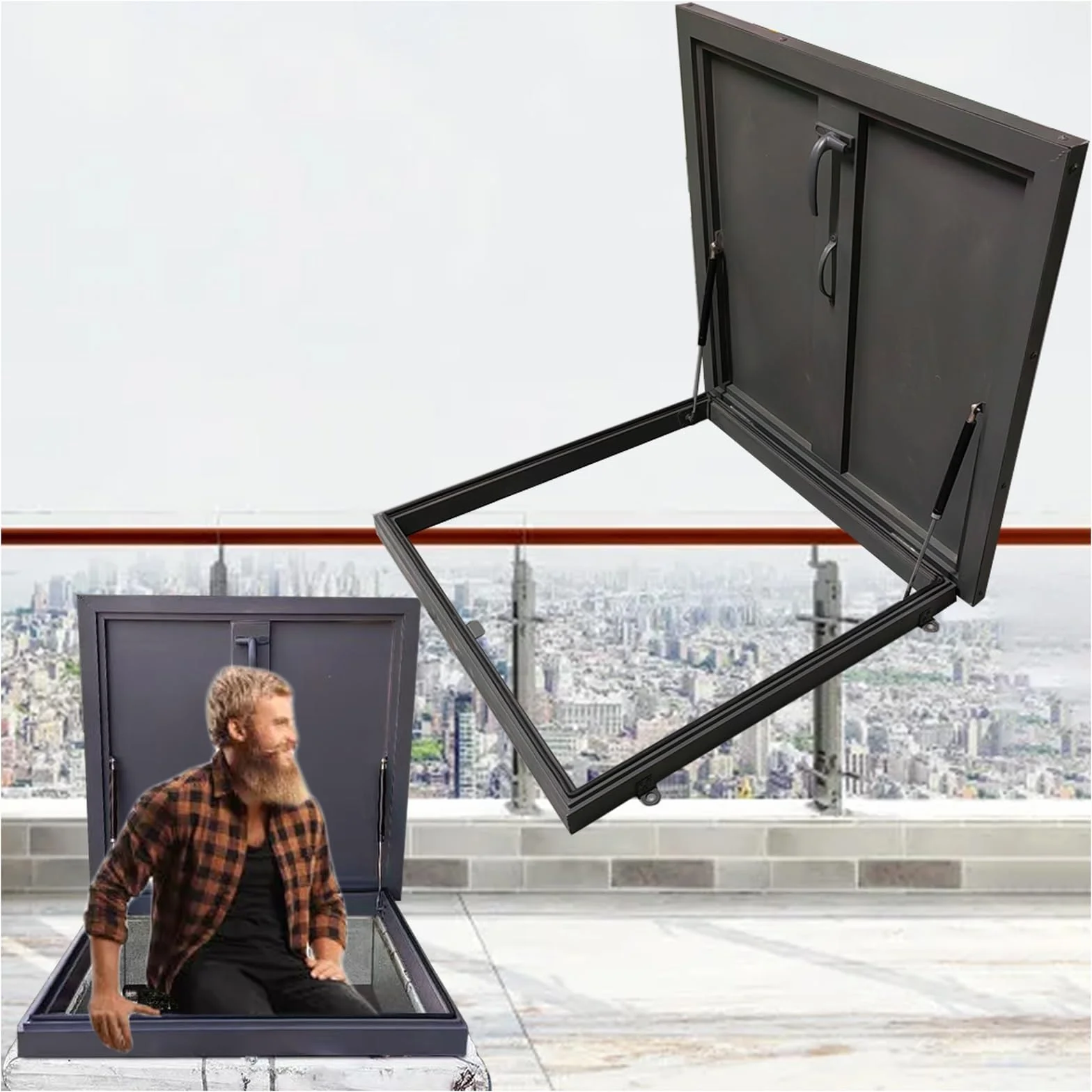 Trampilla de Suelo Personalizado Trampilla De Ventilación/Acceso/Salida De Tejado Para Suelos/Techo, Sellado A Prueba De Intemperie Ático Sótano Cubierta De Puerta Con Cerradura(60x60CM(23.6"x23.6"))