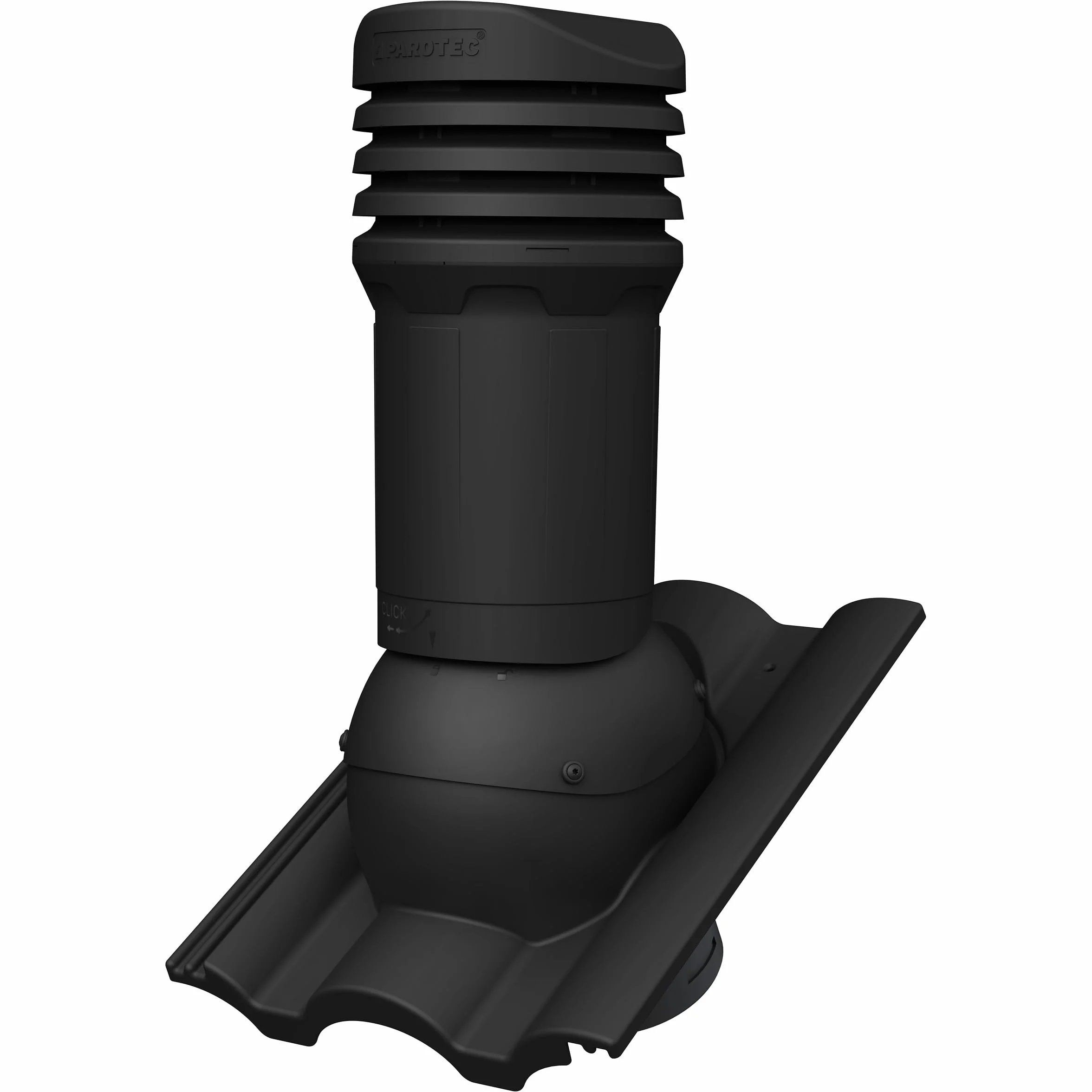 Parotec Chimenea de ventilación DN125 para BMI Cobert – Taunus tejas (RAL 9005 – Negro)