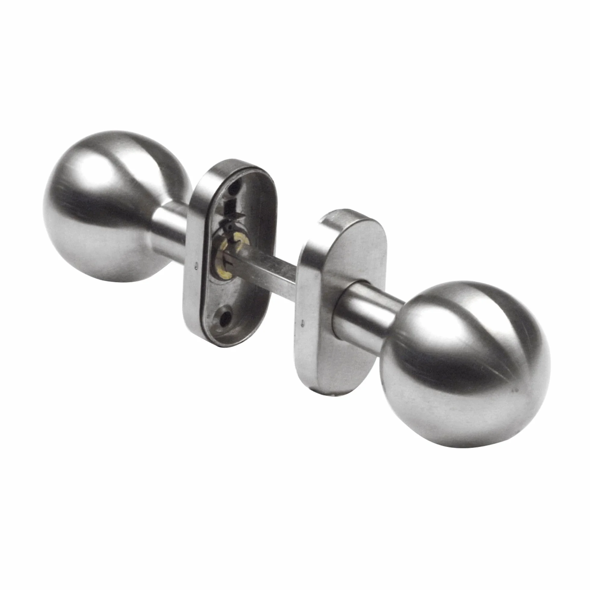 Amig - Juego de Pomos Giratorios para Puertas Mod. 11ALGR - ø50 x 78 mm - Con Embellecedor de Roseta - Agarre Ergonómico - Incluye Tornillos Antirrobo - Sin Muelle - Acero Inoxidable 18/8 Mate