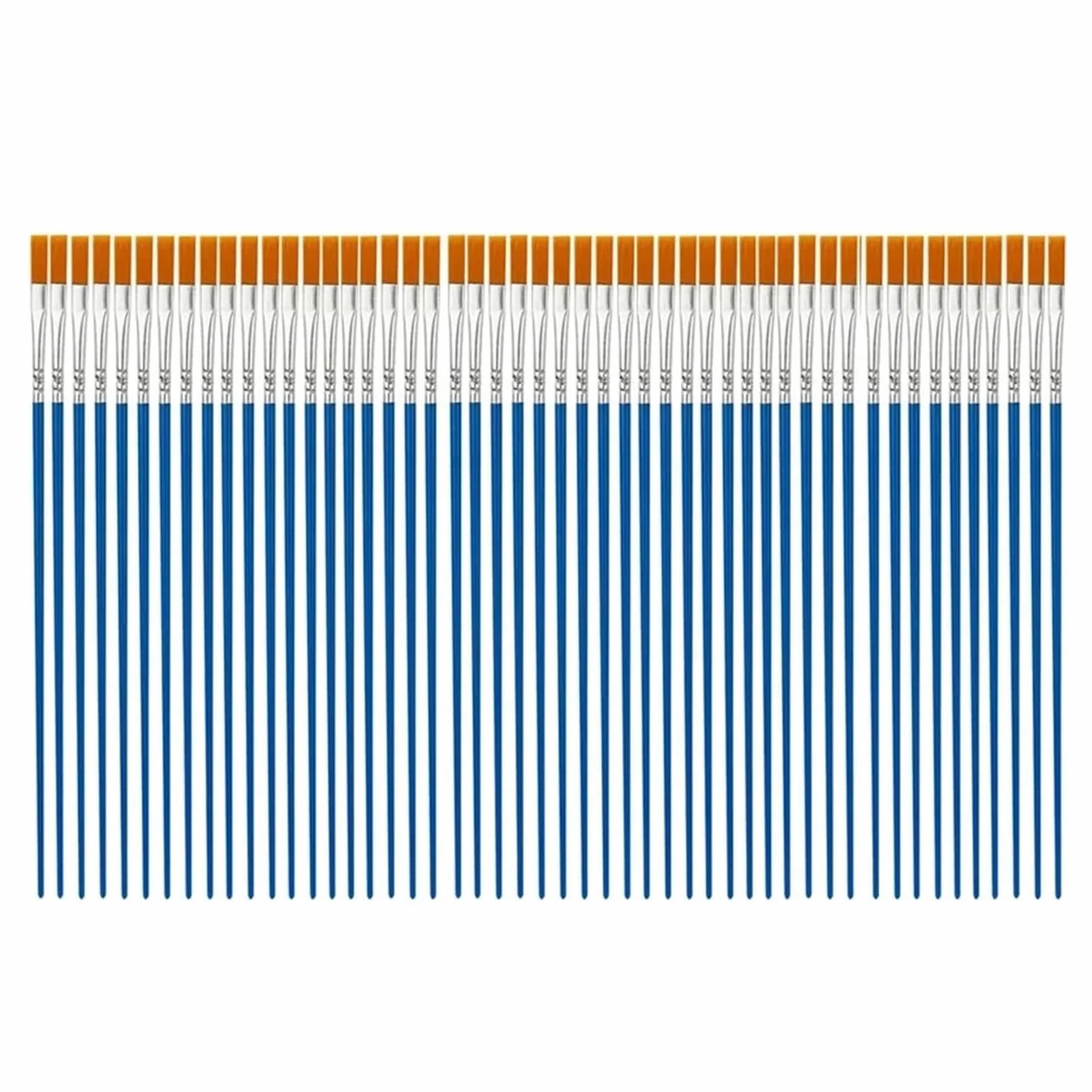 Brochas Pintura Juego de Pinceles Pintura Pelo Plano Redondo, Pincel con cerdas Nailon for Acuarela al óleo, Suministros Arte Escolar, 10/20/50 Uds(50 PCS Flat Brushs)
