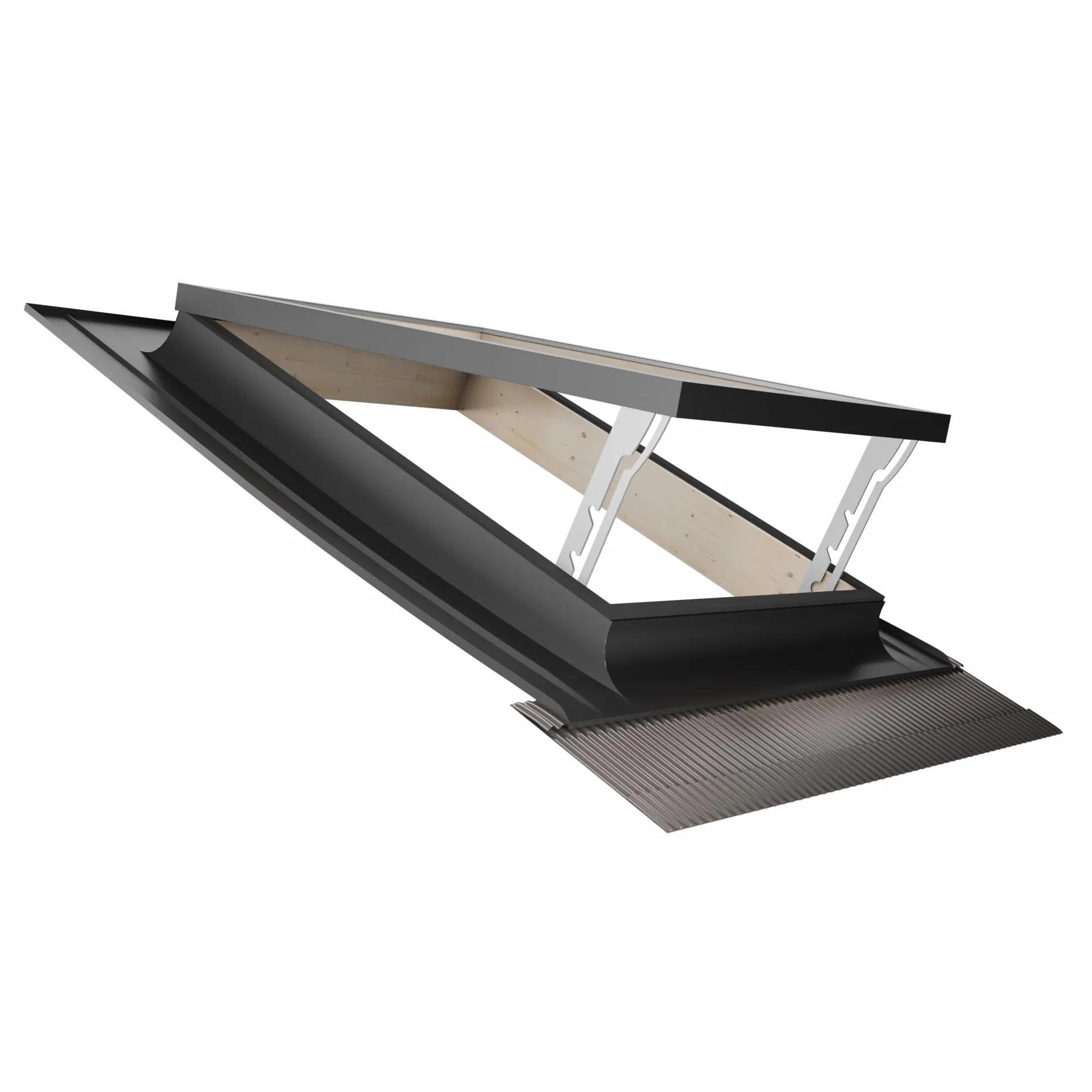 Emica - Claraboya abertura Vasistas en Aluminio | Línea Best Vidrio Antigranizo y Seguridad Interna 4T-9-4T | Tirador con 4 posiciones de apertura | Ventanas para Tejados (55x72 Base x Alto)