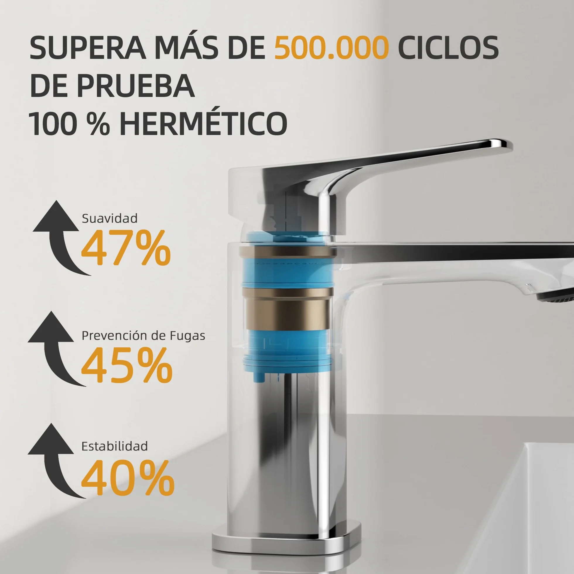 BELZ Grifo monomando de lavabo para baño, cartucho cerámico, instalación fácil, ahorro de agua y energía, diseño moderno