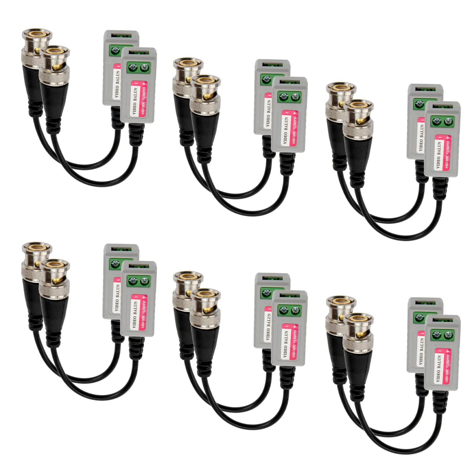 OTOTEC 6 Pares (12 Piezas) Mini CCTV Pasivo BNC Video Balun Cable Transceptor para Cable BNC Macho A Través de Transmisor de Par Trenzado CAT5/5E/6 Sistema de Cámara de Seguridad CCTV