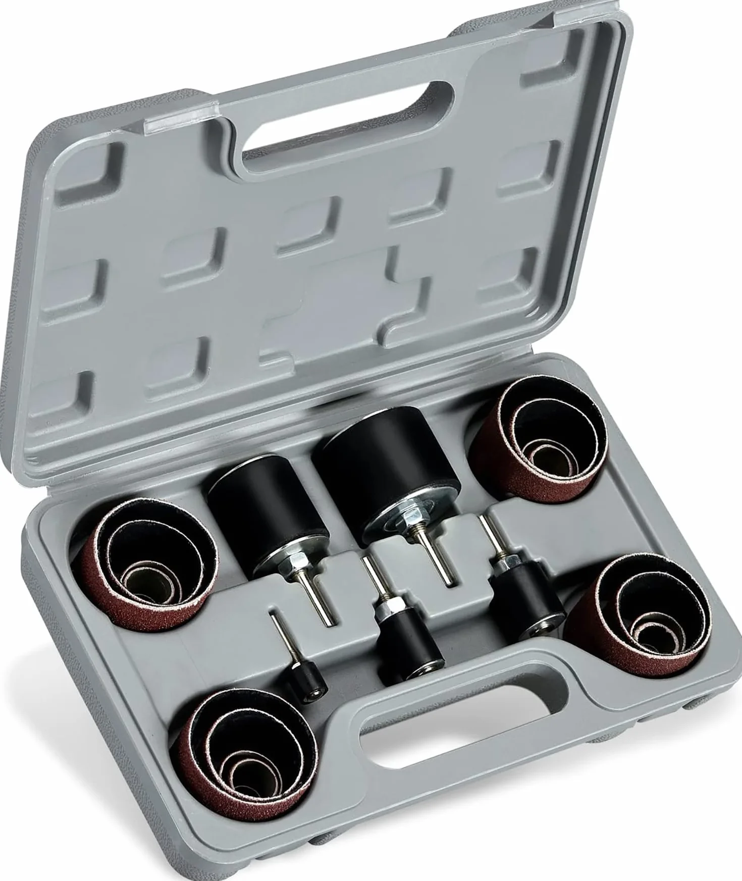 hiltex 10342 Kit de tambor de lijado | 26 piezas | Mangas de lijado surtidas y 5 tambores de goma | 1/2, 3/4, 1, 1-1/2 y 2 pulgadas | Carpintería