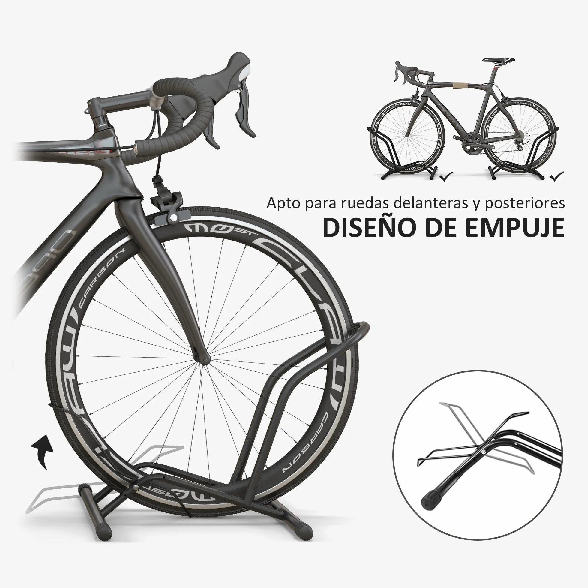 SPORTNOW Aparcamiento para Bicicletas Soporte de Acero 59x41x38 cm Negro