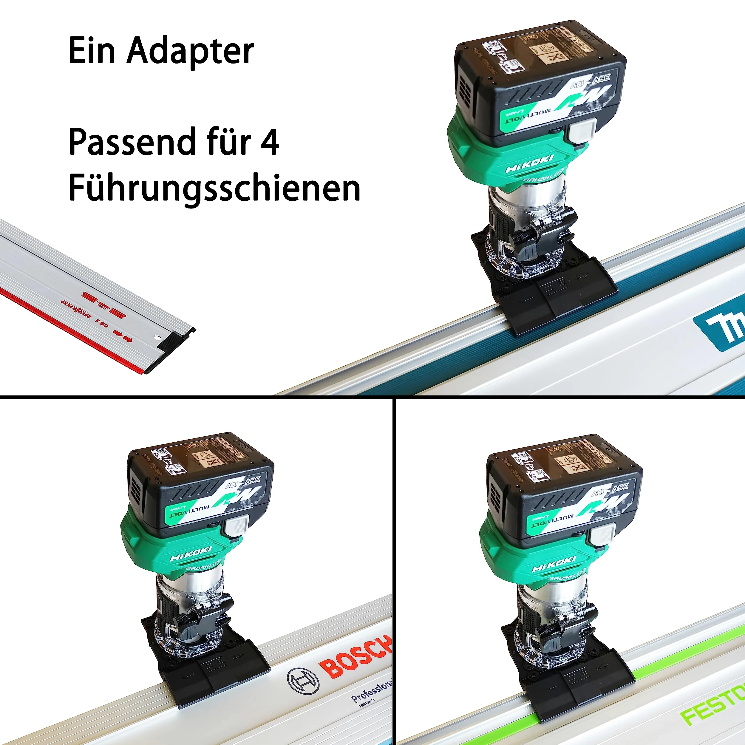 Adaptador profesional para riel guía Hikoki M1808DA para Makita/Bosch/Festool, barra de guía superior, fresadora de cantos adaptador