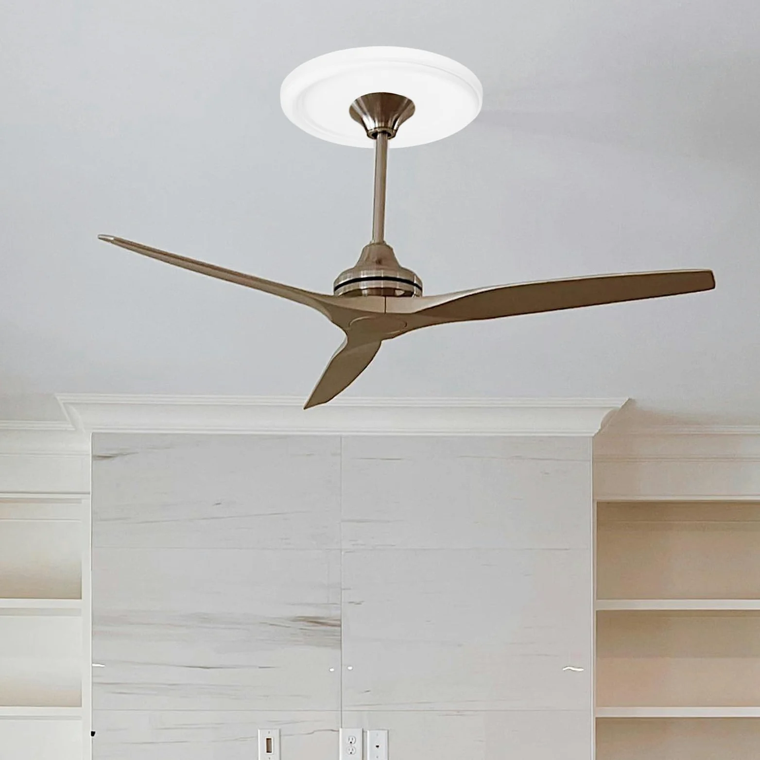 Genérico Medallón Decorativo de Poliuretano Redondo para Ventiladores de Techo Blanco Instalación Fácil y Desmontable para Salas y Dormitorios
