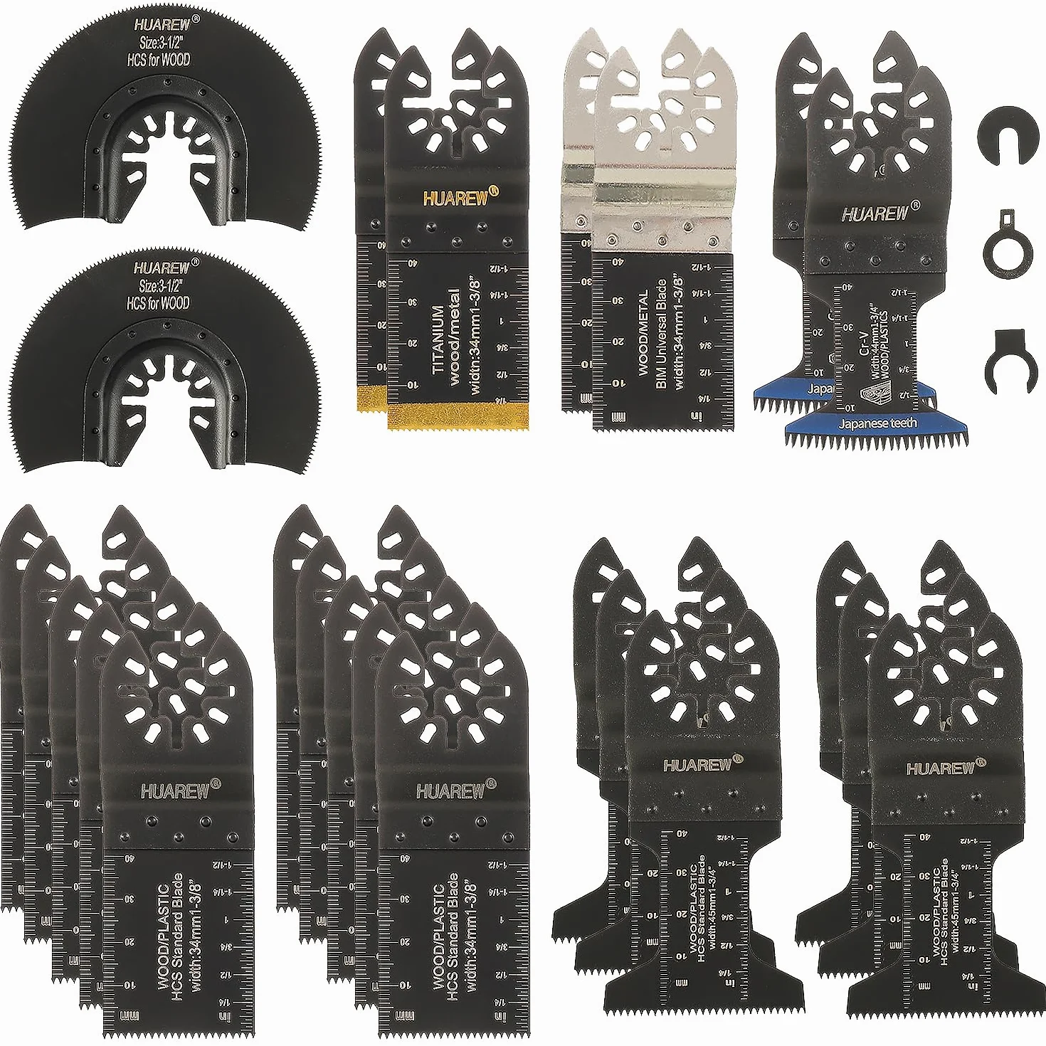 27 Piezas Cuchillas de Sierra Oscilante | Hojas de Corte para Herramientas Oscilantes Accesorios Multiherramienta para Plásticos, Madera, Metal