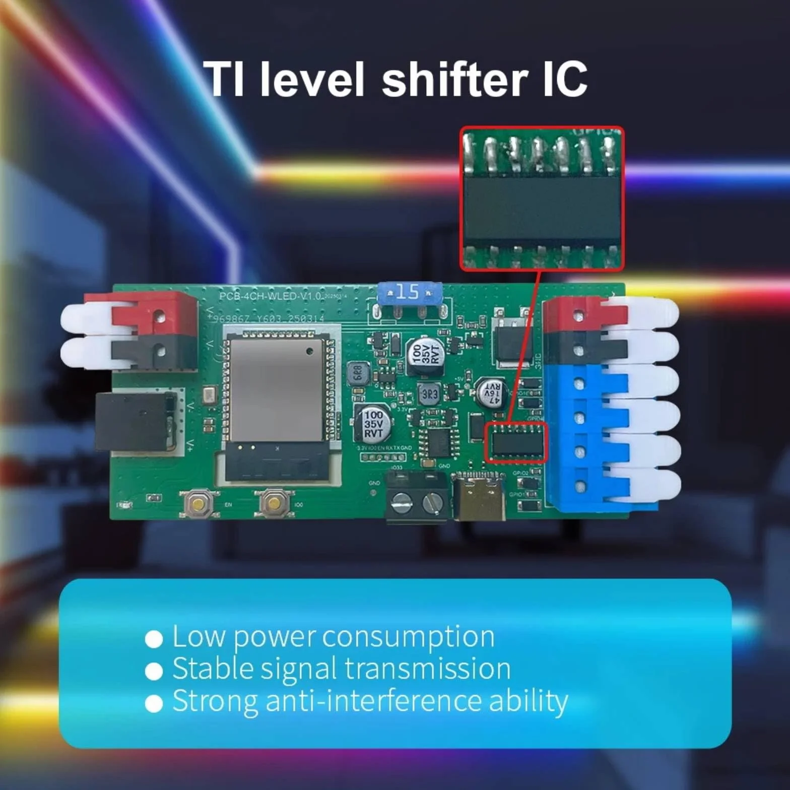 Controlador LED WiFi 4 vías ESP32 WLED Compatible Alexa Google Home Tiras LED RGB 5-24V 15A GL-C-017WL-D