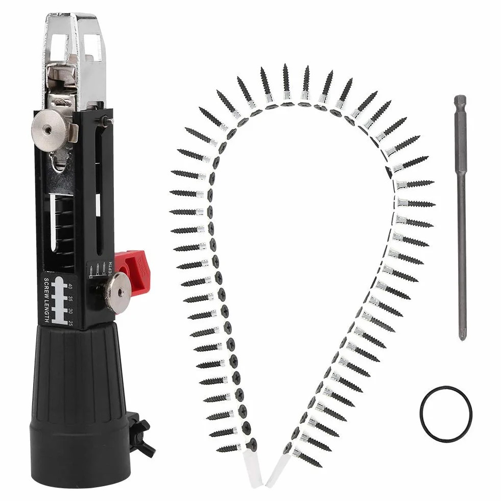 Adaptador de Cadena de Perforación de Tornillo para Taladro, Cargador de Pistola de Clavos de Cadena Automática Accesorio de Destornillador Pistola de Clavos de Cadena Dispositivo