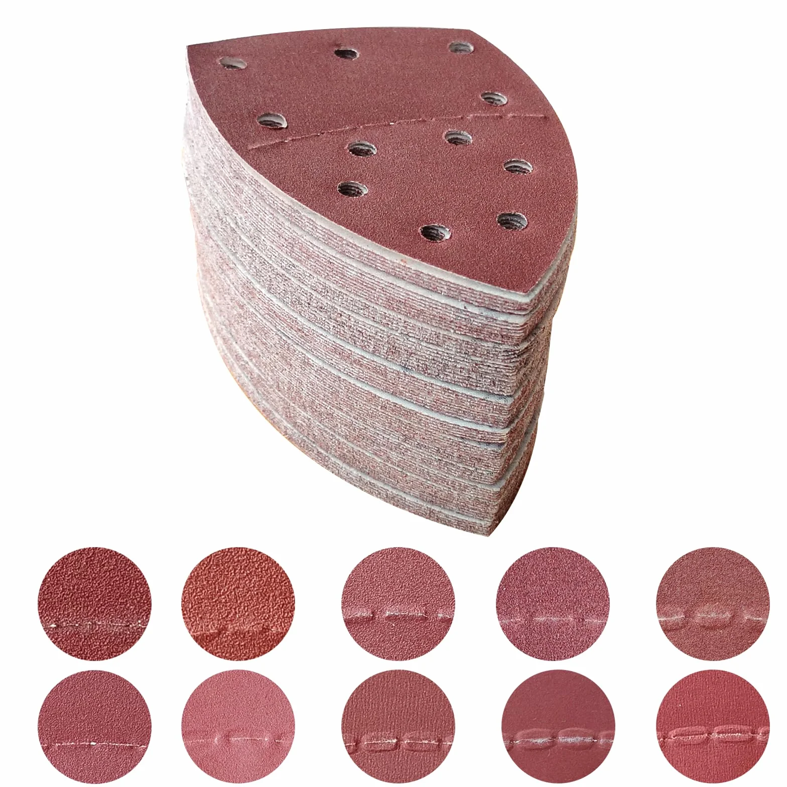 Papel de Lija Mouse 100 piezas 11 Hoyos Grano40 60 80 120 150 180 240 320 400 600 Hojas de Lija Triangular para Lijadora de Detalle Mouse