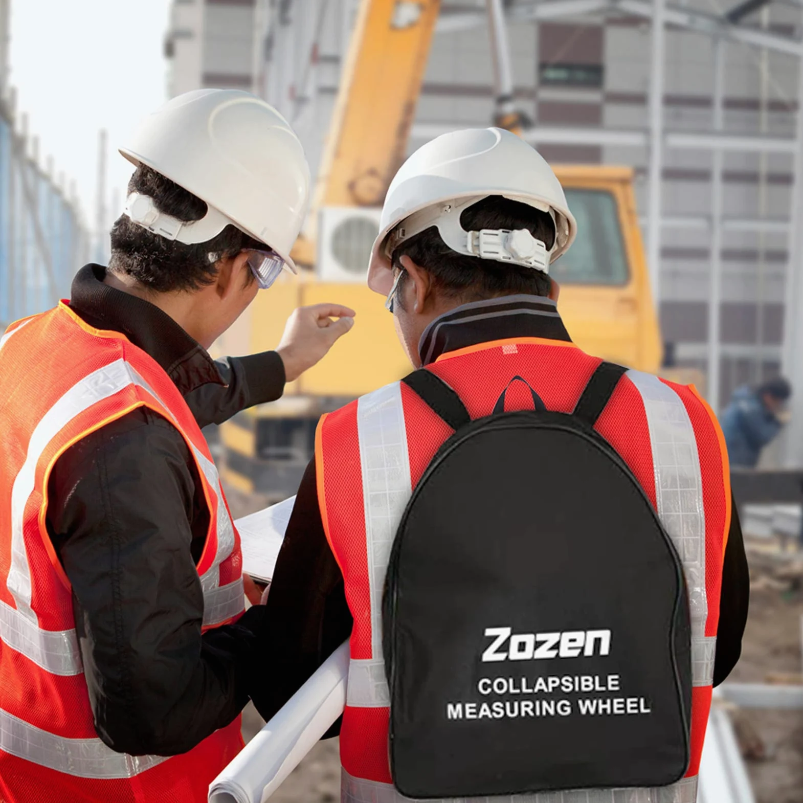 Zozen Rueda de medición, plegable portátil de medición de distancia en pies, doble plegable, una llave para restablecer/soporte para mantener el soporte/flecha de punto de partida y bolsa de