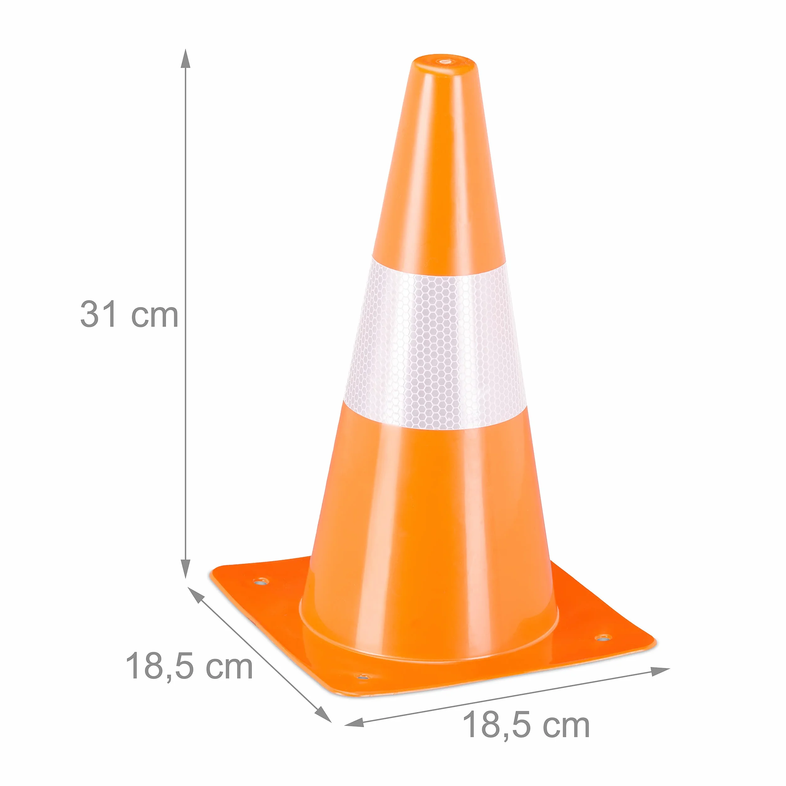 Relaxdays Set 18 Conos Señalización Fútbol Entrenamiento Perros Pilones Tráfico 30 cm Reflectantes Naranja