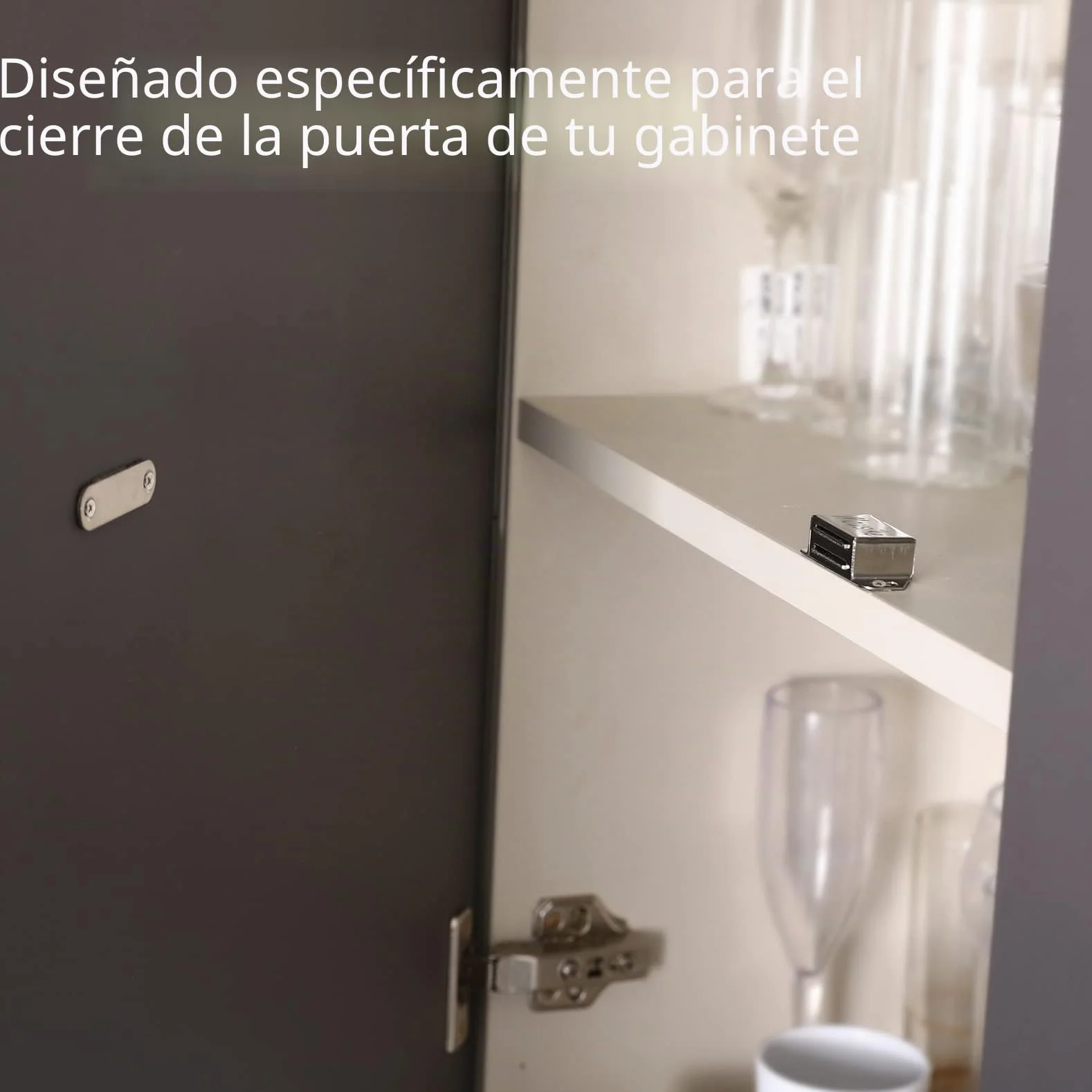 Imanes magnéticos para puerta de armario acero inoxidable cierre de gabinete cajón 6 piezas plata