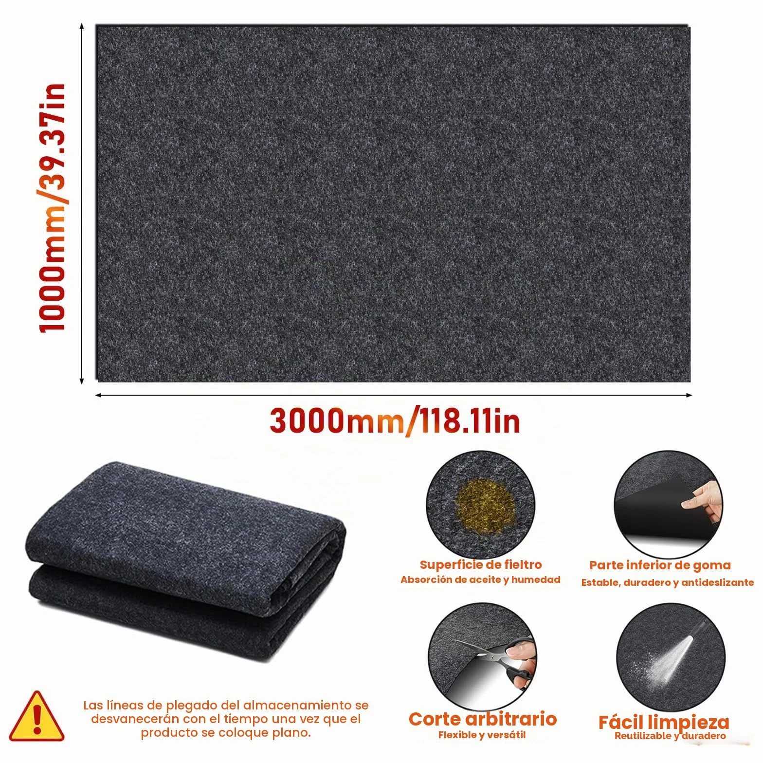 Alfombrilla para Suelo de Garaje 100x300cm Estera Garaje Coche Suelo Alfombra Moto Garaje Estera de Recogida de Aceite Multifunción para Derrames de Aceite en el Garaje