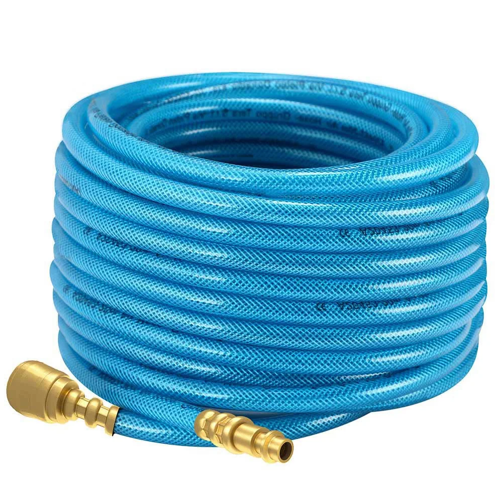 Manguera de aire comprimido de 20 metros, conexión fácil y rápida, compresor de 15 bar, acoplamiento de 1/4 pulgadas, reforzado, conexión flexible, resistente a las vibraciones y a la corrosión