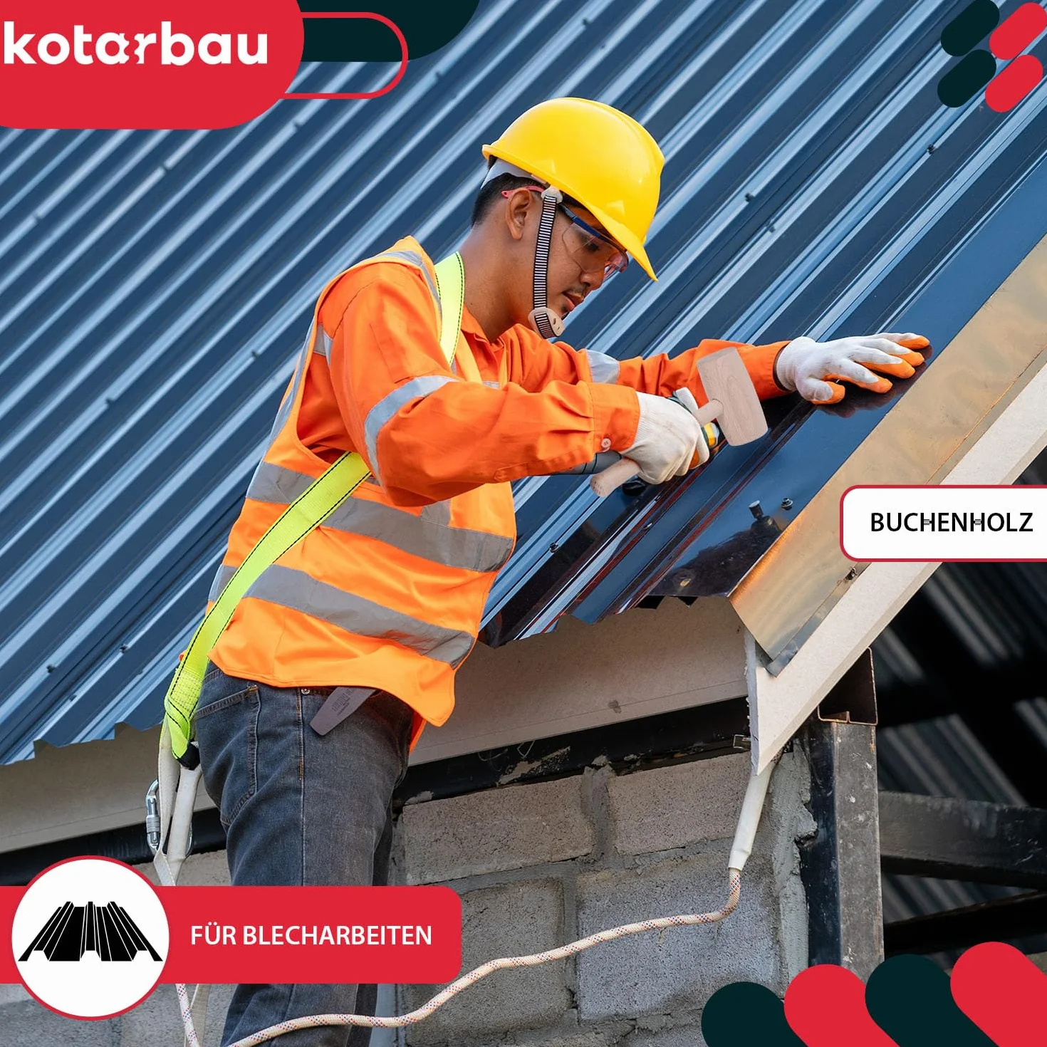 KOTARBAU® Martillo de Madera, Ø 65 mm, Mazo de Madera de Haya, Maza Redonda para Trabajos de Corte, desbaste y Tallado de Madera, Uso en carpintería