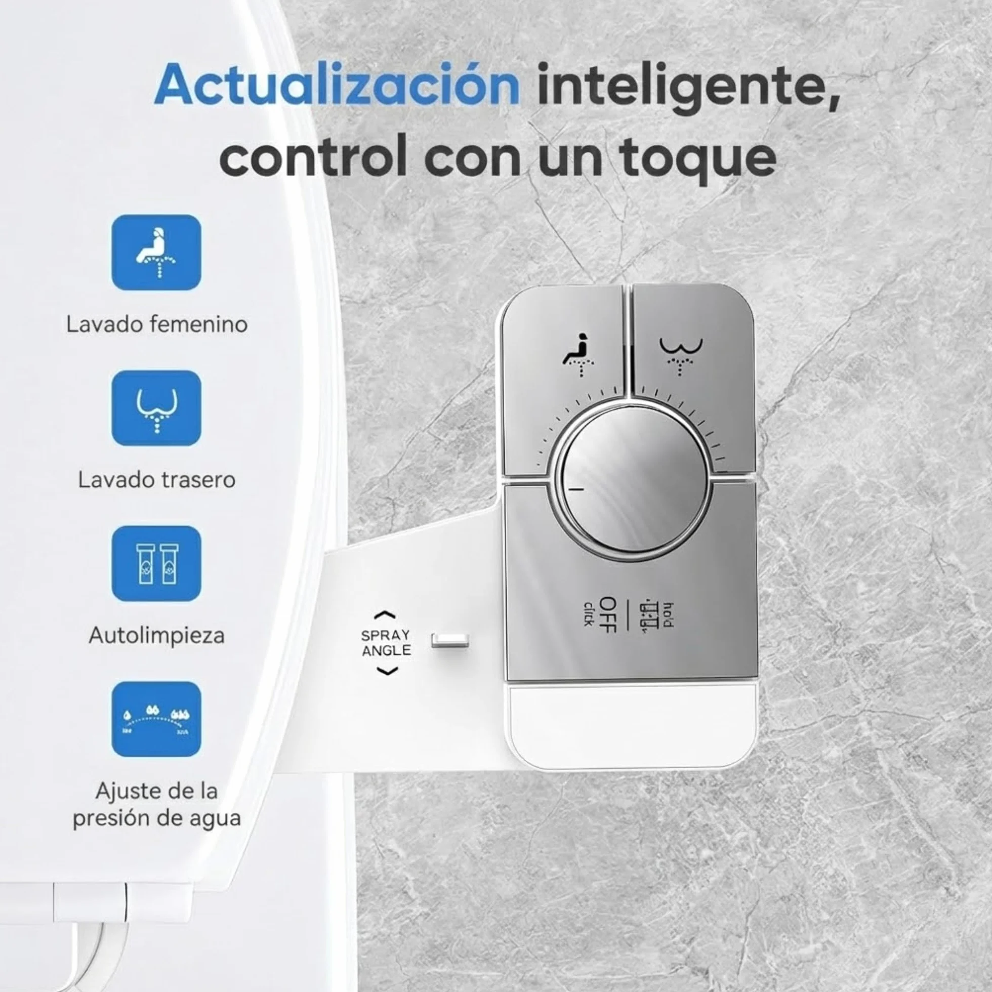 Bidé para WC No Eléctrico - Boquilla Dual de Autolimpieza para Lavado Frontal y Trasero, Accesorio Bide de Fácil Instalación Asiento de Inodoro Rociador de Agua Fria con Presion Ajustable
