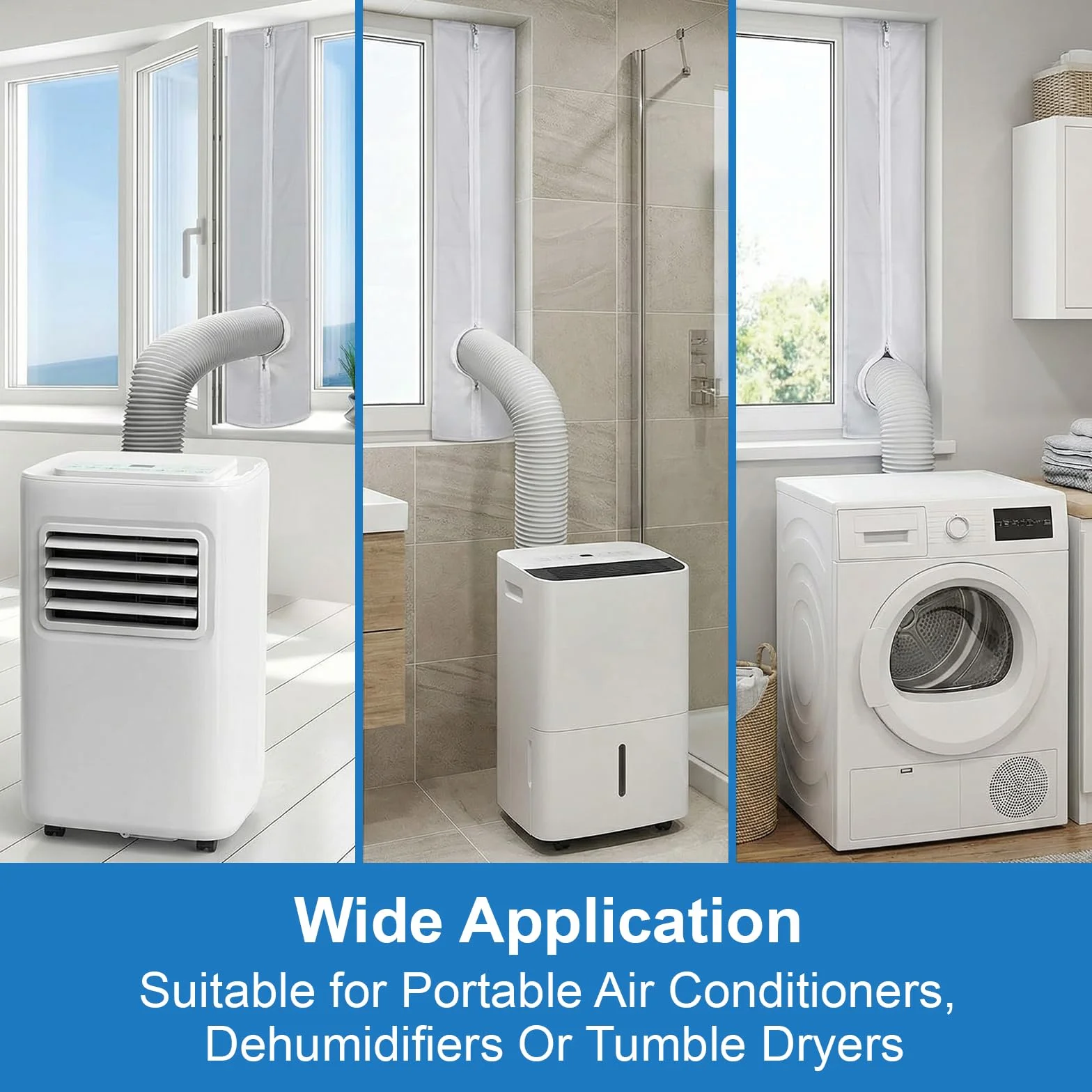 Qoosea Sello de Ventana para Aire Acondicionado, Portátil Universal Kit de Sellado de Ventanas Acondicionado Móvil y Secadoras, Impermeable y Resistente Kit Ventana Fácil Instalación (400CM)