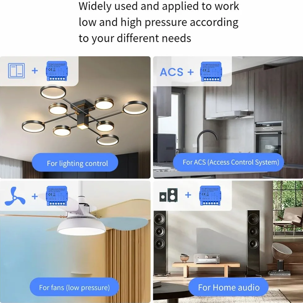 Relé inteligente WiFi de contacto seco, control por voz, temporizador, funciones de programación de cuenta regresiva para Tuya, para control de iluminación, ACS, ventilador de audio (AC110V-240V)