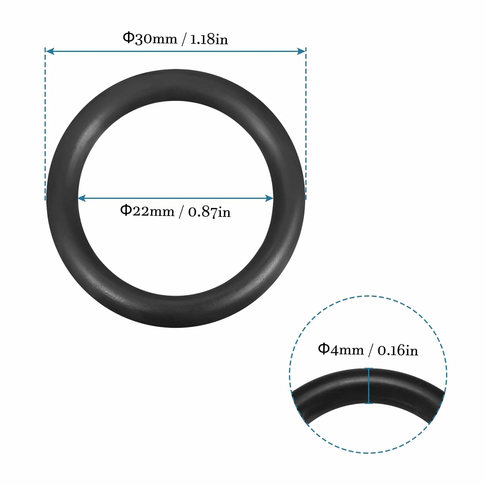 QUARKZMAN 30mm x 22mm x 4mm Nitrilo Goma Juntas Tóricas x 10uds Redondo Junta Arandela para Grifo Plomería Reparación Sellado Conexión [Negro]