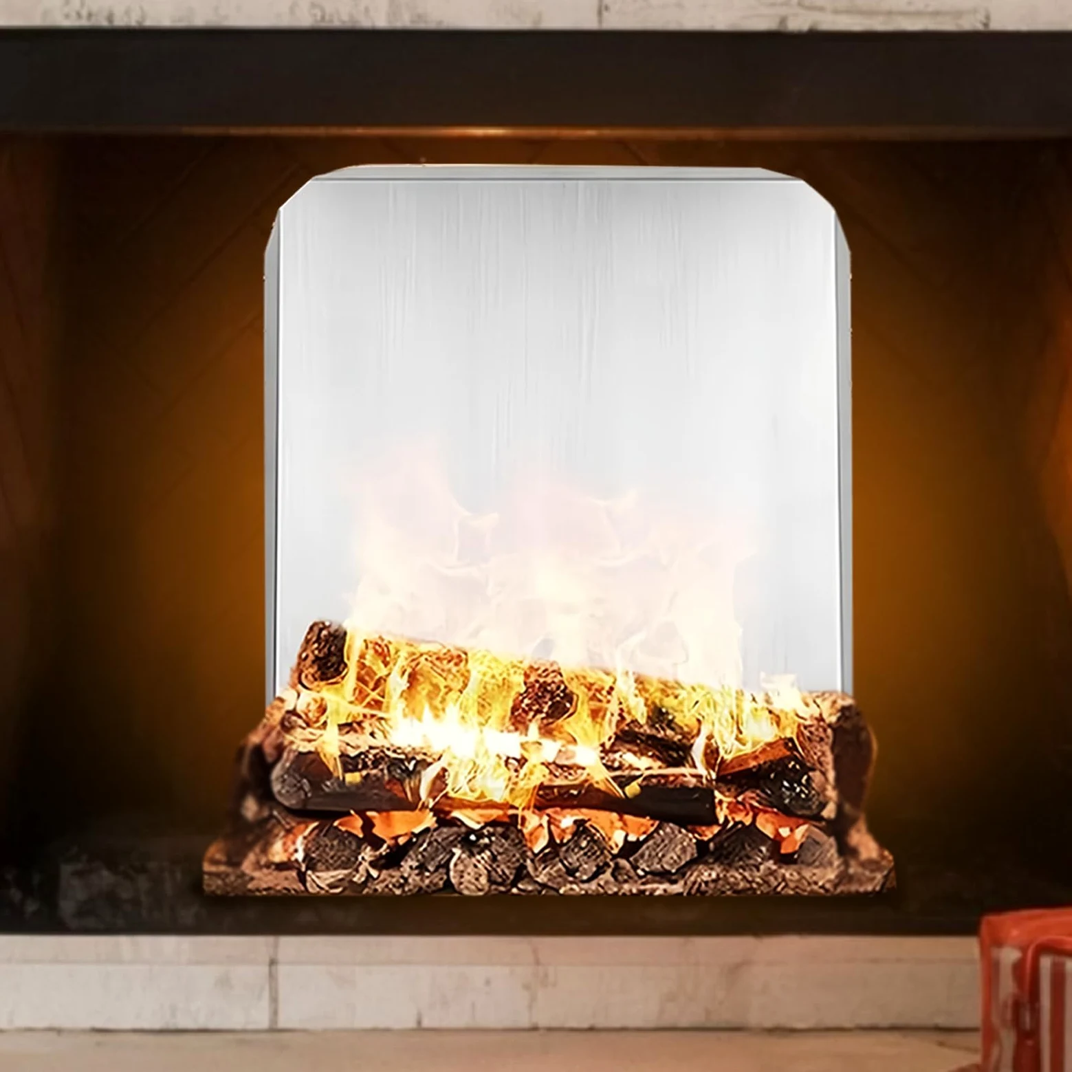 Placas De Protección para Chimenea con Patas 41x46 Cm Acero Inoxidable | Placas Reflectoras de Calor para Chimenea Para Hogar Apartamento Hotel Oficina Casa