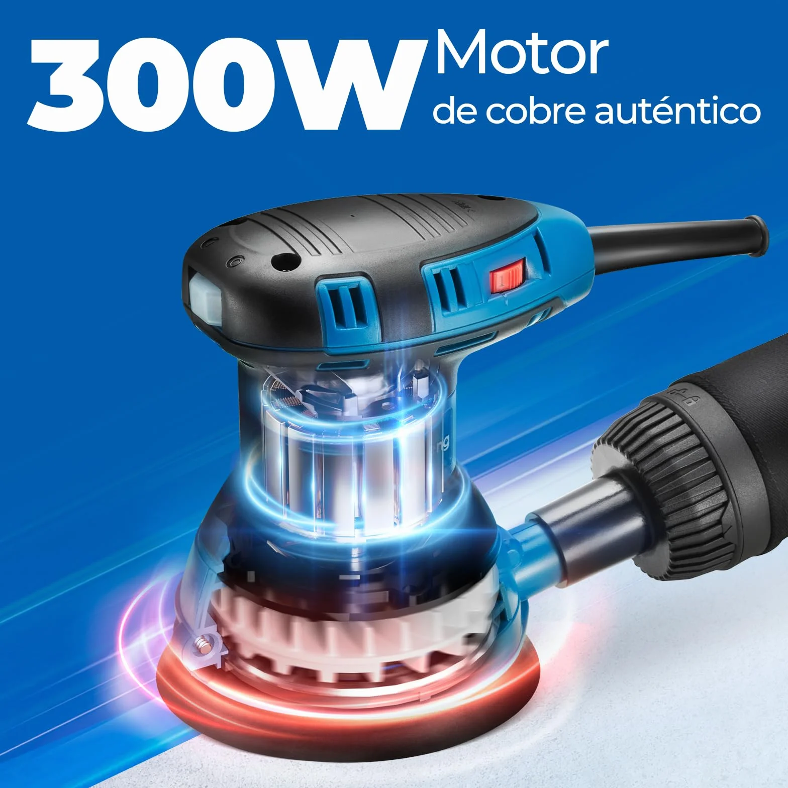 DongCheng Lijadora orbital aleatoria 300W, 125mm, 6 velocidades, 4.000-12.000 rpm con colector de polvo y 10 lijas, ideal para proyectos de carpintería y bricolaje