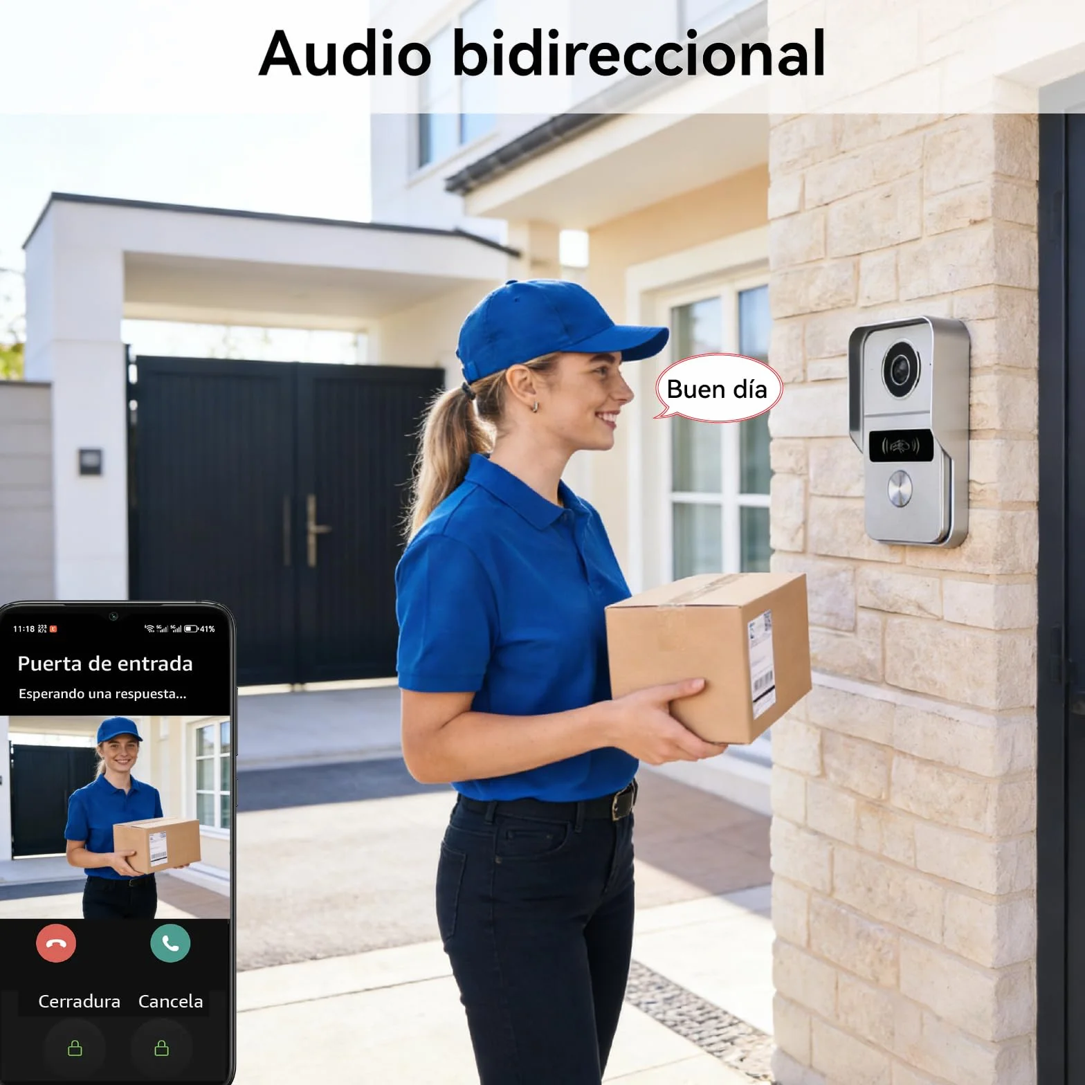 2 Hilos Videoportero Sistema de Intercomunicación 1080P, 7'' Monitor Táctil a Color, Desbloqueo en App y RFID, Detección de Movimiento Humano, Audio Bidireccional,WiFi6 2,4/5GHz,KW02_IP7