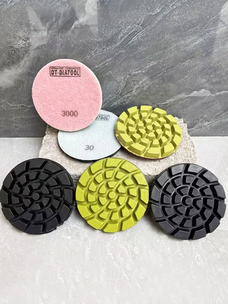 DT-DIATOOL Almohadillas de Pulido de Diamante 100mm 6 Piezas #30 Seco o Húmedo para Hormigón Cemento Terrazo Suelo