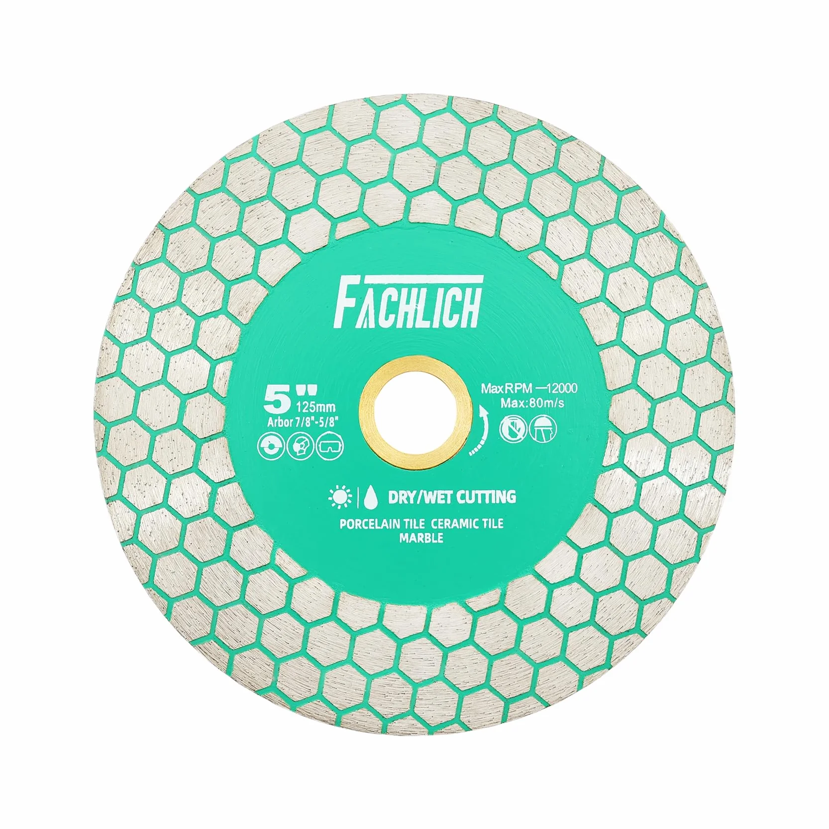 Disco Tronzador de Diamante 125MM Para Cortar y Moler con X Malla Turbo Hoja de Sierra para Porcelana Azulejos Cerámica Granito Mármol