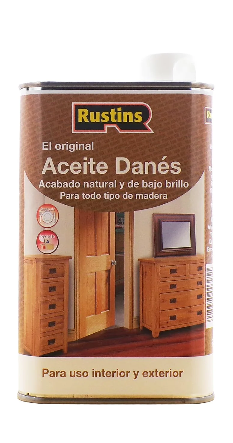 Rustins 500ml Aceite danés claro original para todo tipo de madera - exterior e interior - seguridad, comida y juguetes 6 à 7 m²