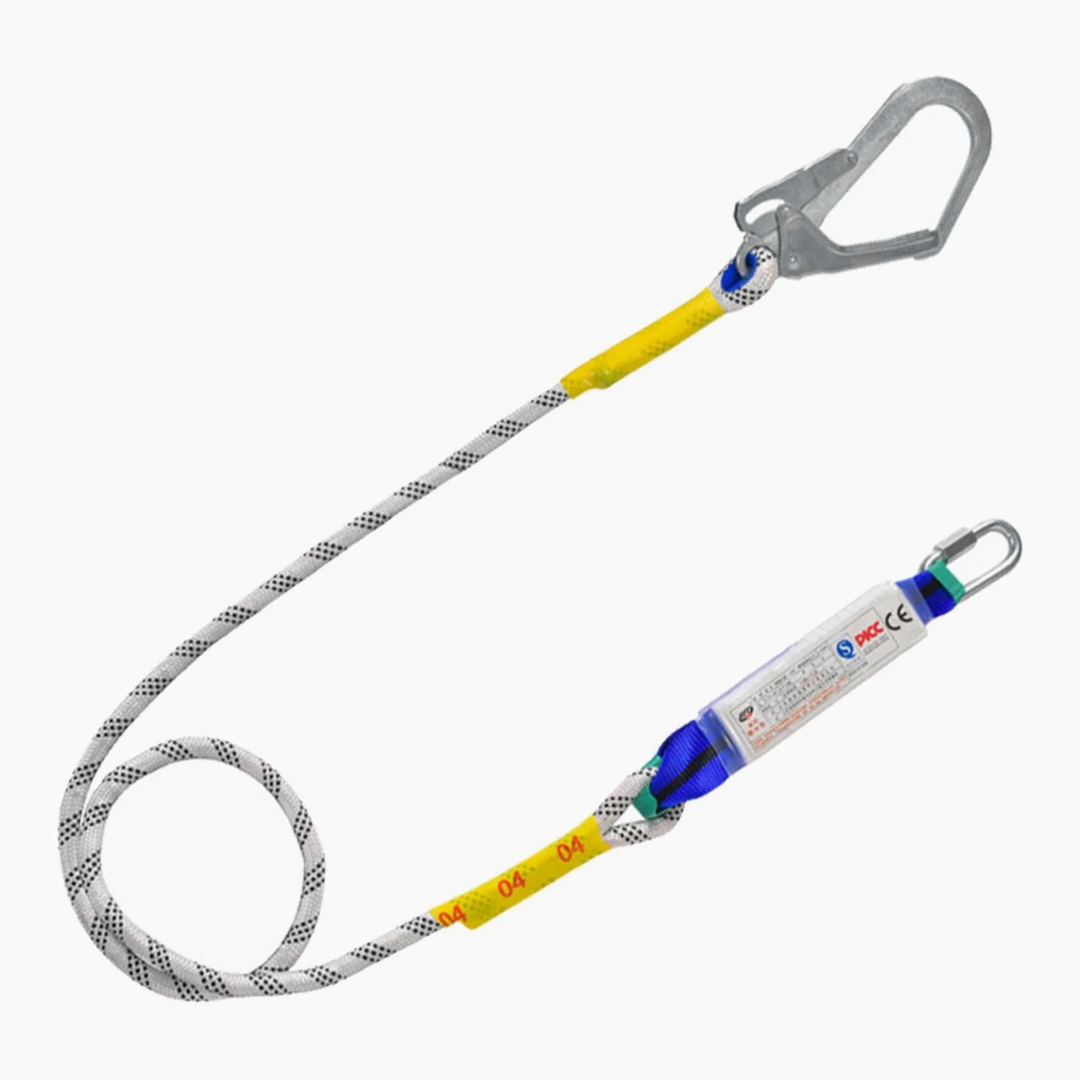 perfk Arnés de seguridad con cordón, de protección, práctico de trabajo de 2 m con mosquetón para montañismo, valla exterior, Paquete de Búfer de Gancho único