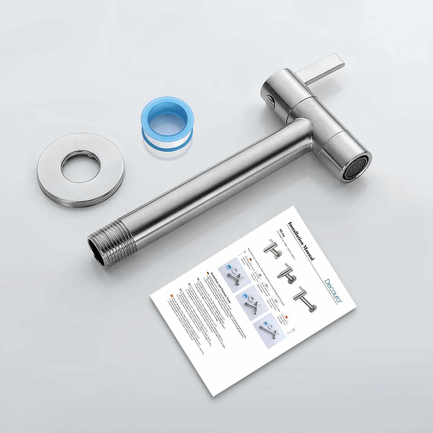 Decaura Grifo de agua fría montado en la pared de acero inoxidable grifo de agua fría montado en la pared de 13 cm grifo frío en pared para baño, lavabo, balcón, cocina