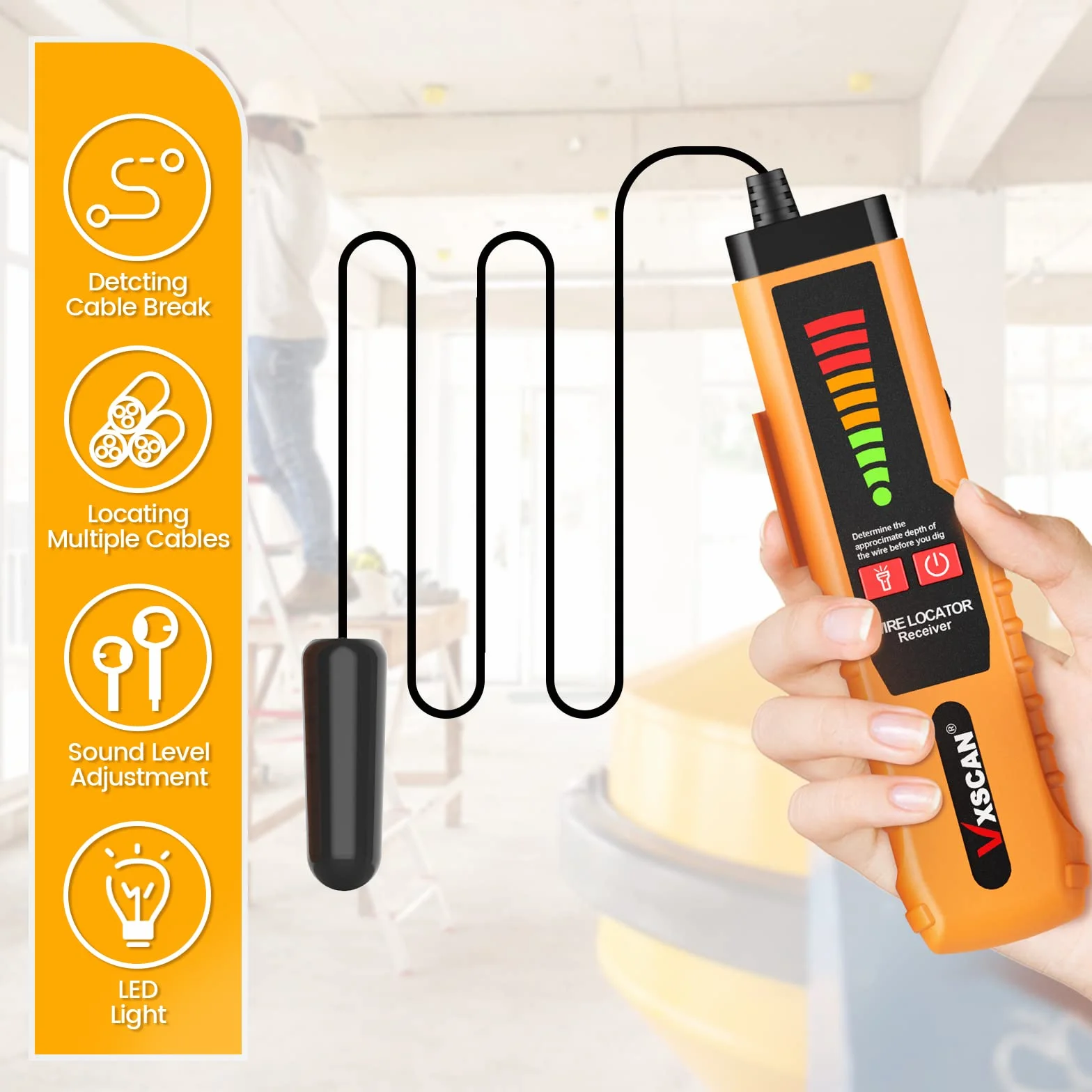 Localizador de Cables Subterráneos F04 Trazador Probador con Auriculares para Cables de Cerca de Perro