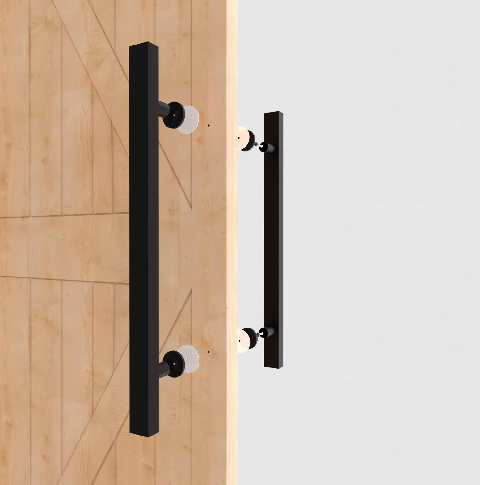 Tirador de Puerta en Negro Mate para Puerta de Granero 30/60/90/120/150 cm, Tiradores Puertas Correderas y Tiro de Doble Cara, Tirador Largo para Puertas Francesas Puertas Exteriores