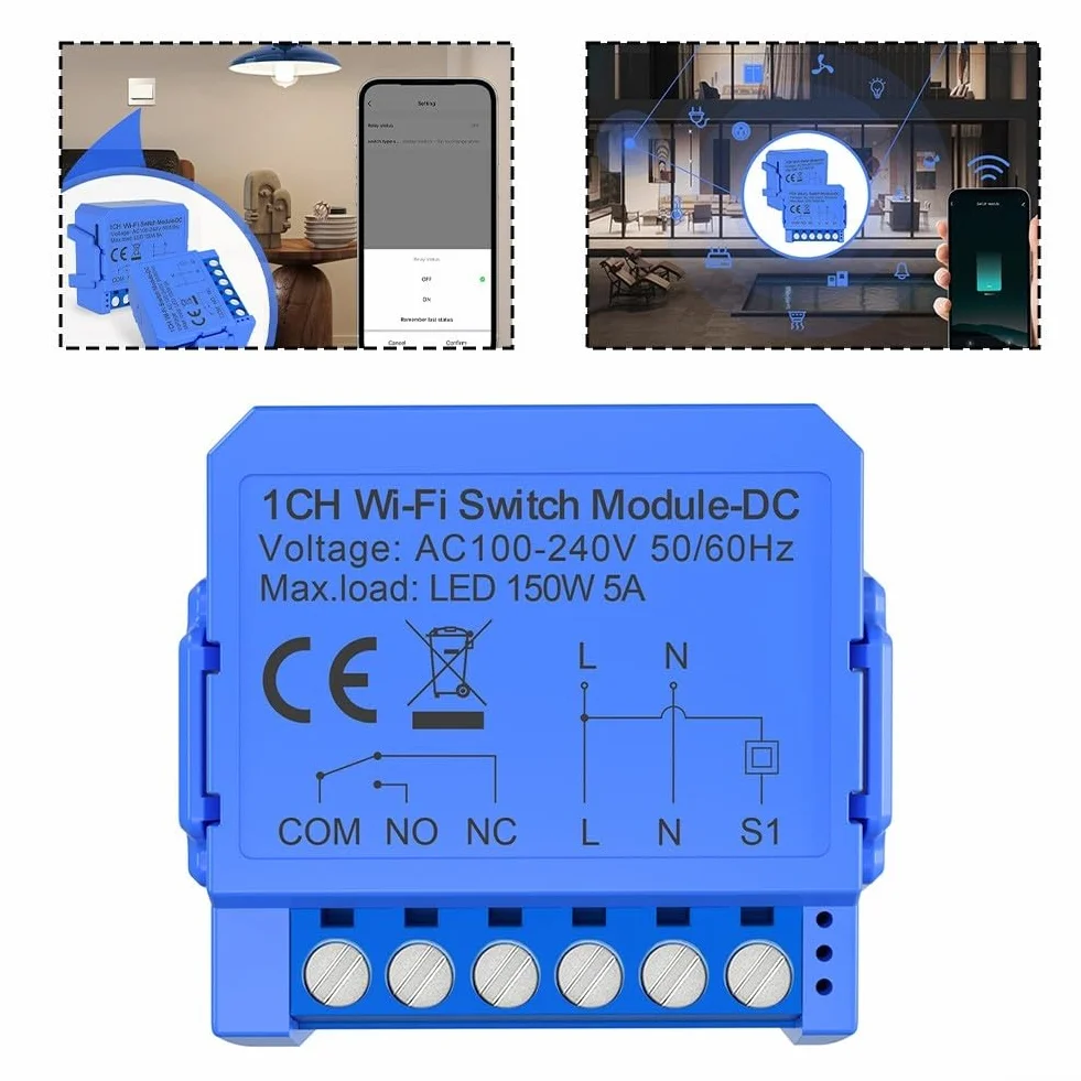 Relé inteligente WiFi de contacto seco, control por voz, temporizador, funciones de programación de cuenta regresiva para Tuya, para control de iluminación, ACS, ventilador de audio (AC110V-240V)