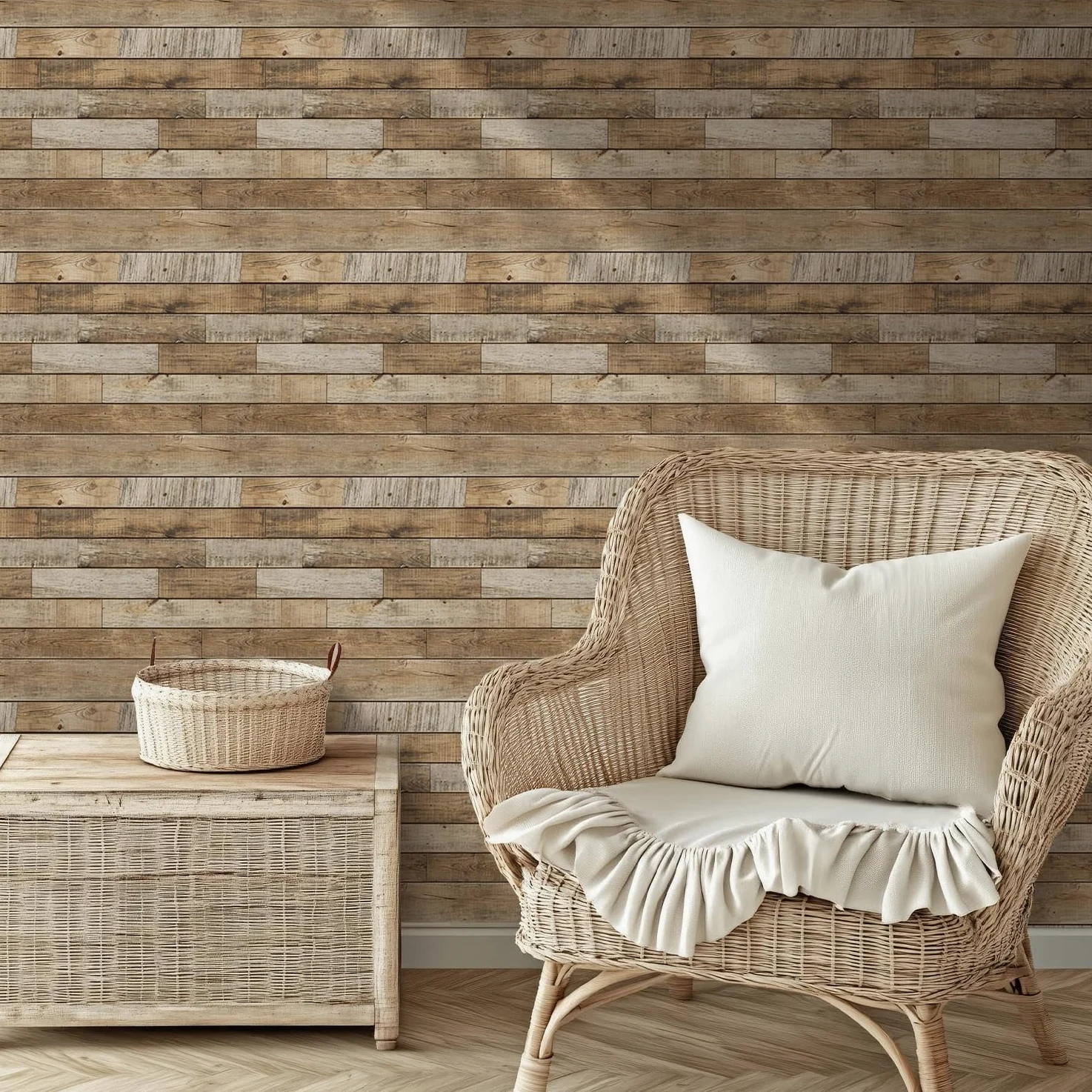 COMSTICKC Paneles de Pared 3D Adhesivos Efecto Madera,10 piezas, 30 x 30 cm, Paneles de Pared de PVC Imitación Madera, Pegatinas de Pared 3D Imitación Madera, Impermeables (Color madera)