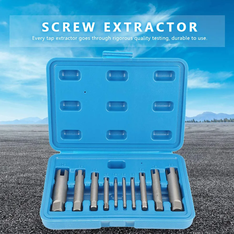 Extractor de Machos de Rosca de Cabeza Rota, Extractor de Tornillos de Acero Juego de Extractor de Machos de Rosca Pelado para Removedor de Tornillos Y Pernos(10Pcs)