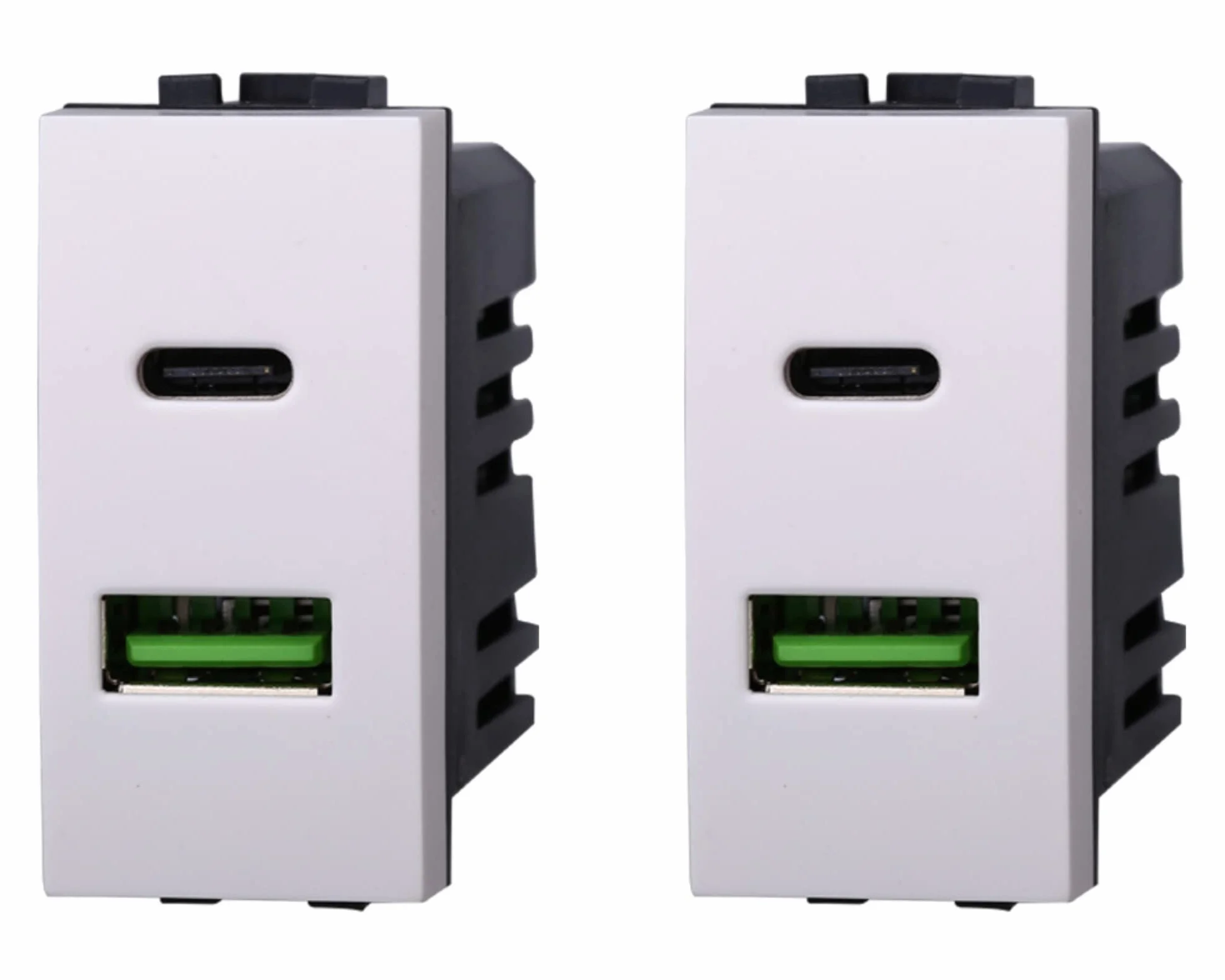 2 unidades toma USB C + USB A, compatible con Bticino Living Light (blanco)