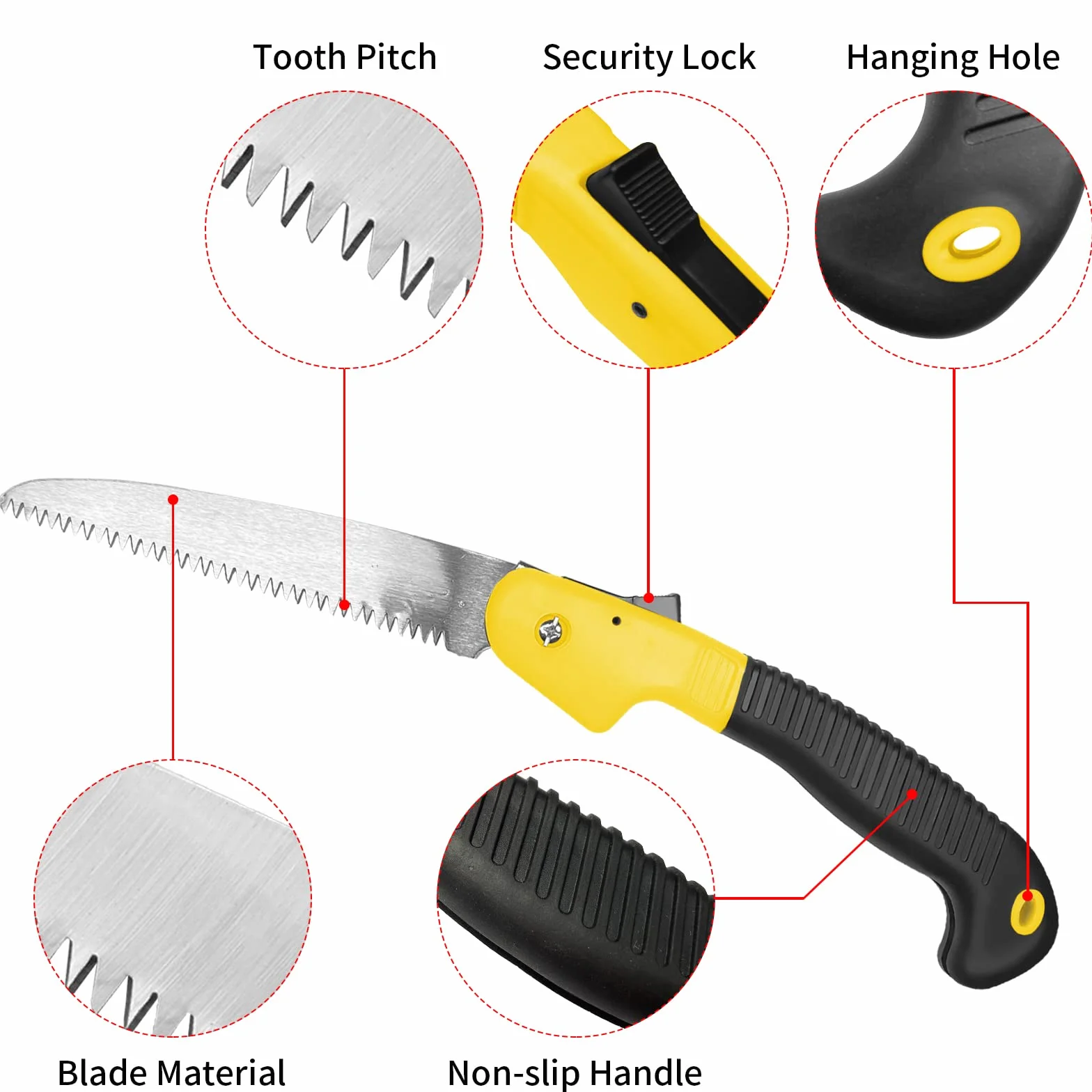 Newaner Serrucho de Poda Plegable 180mm Sierra de Mano Plegable Mango Antideslizante Cierre de Seguridad