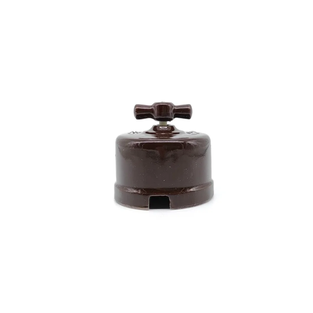 Interruptor Conmutador de Superficie de Porcelana Marrón