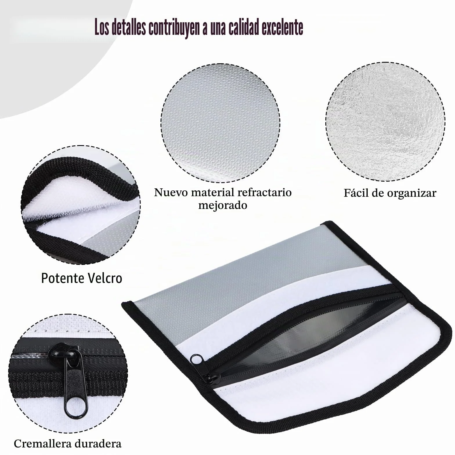 2 Piezas Bolsa Ignifuga Dinero De Documento Impermeable Prueba Fuego Seguridad Para Guarda Documentos A4 Bolsas Efectivo IgníFuga Almacenamiento Sobre Ignifugo Resistente Para Objetos de Valor