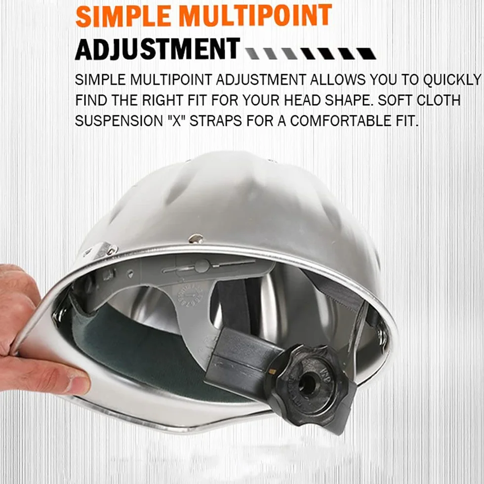 Casco de Seguridad, Casco de Aluminio Casco Protector Ajustable El Refuerzo de aleación de Aluminio en la Parte Superior es más Seguro y eficaz para Evitar pinchazos